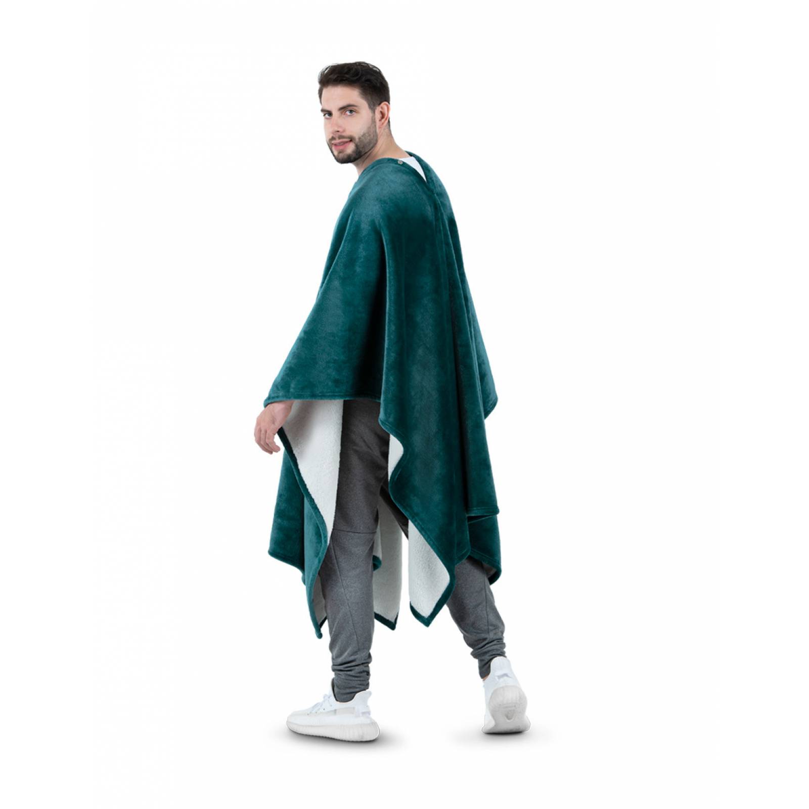 Cobija Cobertor Sudadera Tipo Chal Poncho Para Hombre de Color Verde Ultramar ESQUIMAL.