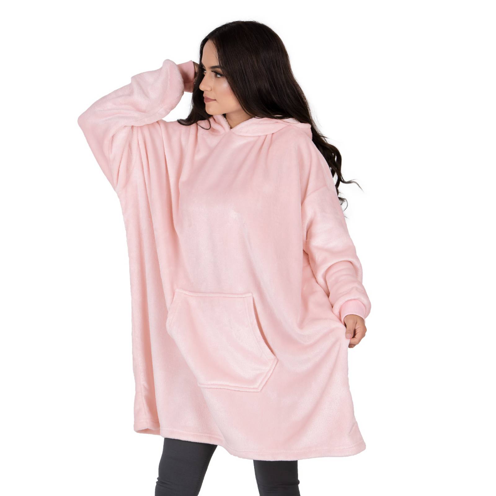 Sudadera Gigante Con Capucha De Borrega Para Mujer - Rosa REAL TEXTIL