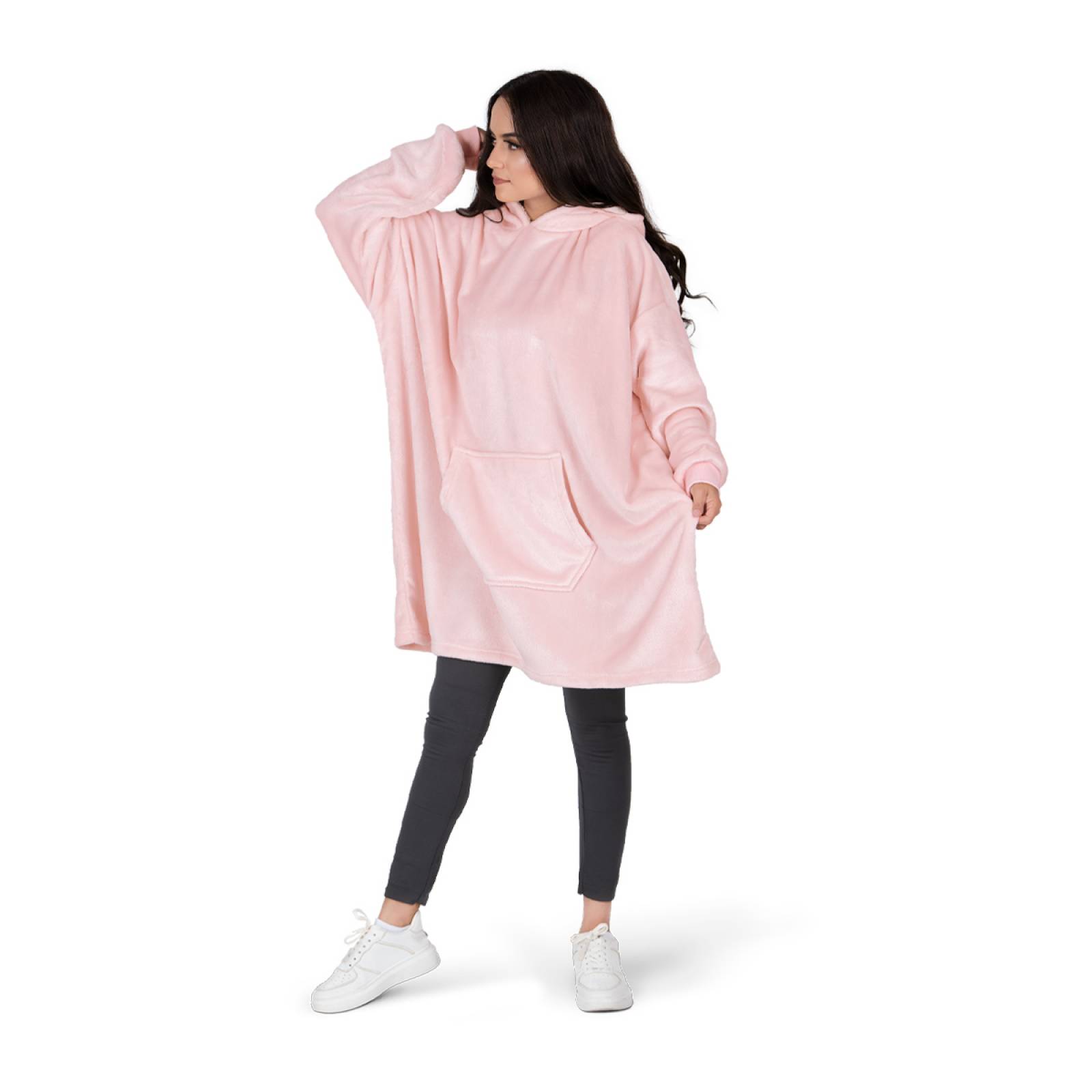 Sudadera Gigante Con Capucha De Borrega Para Mujer - Rosa REAL TEXTIL