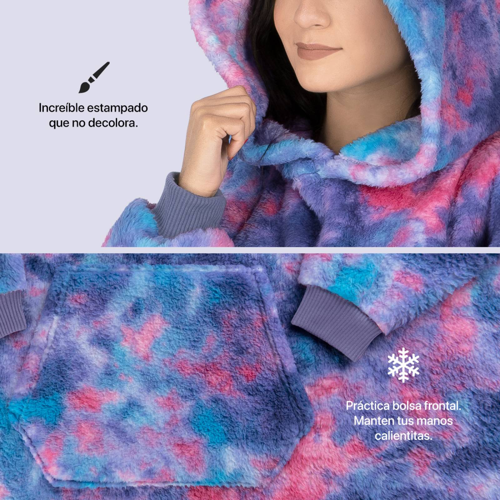 Sudadera Cobija Borrega Hoodie Con Capucha Para Mujer Acuarela