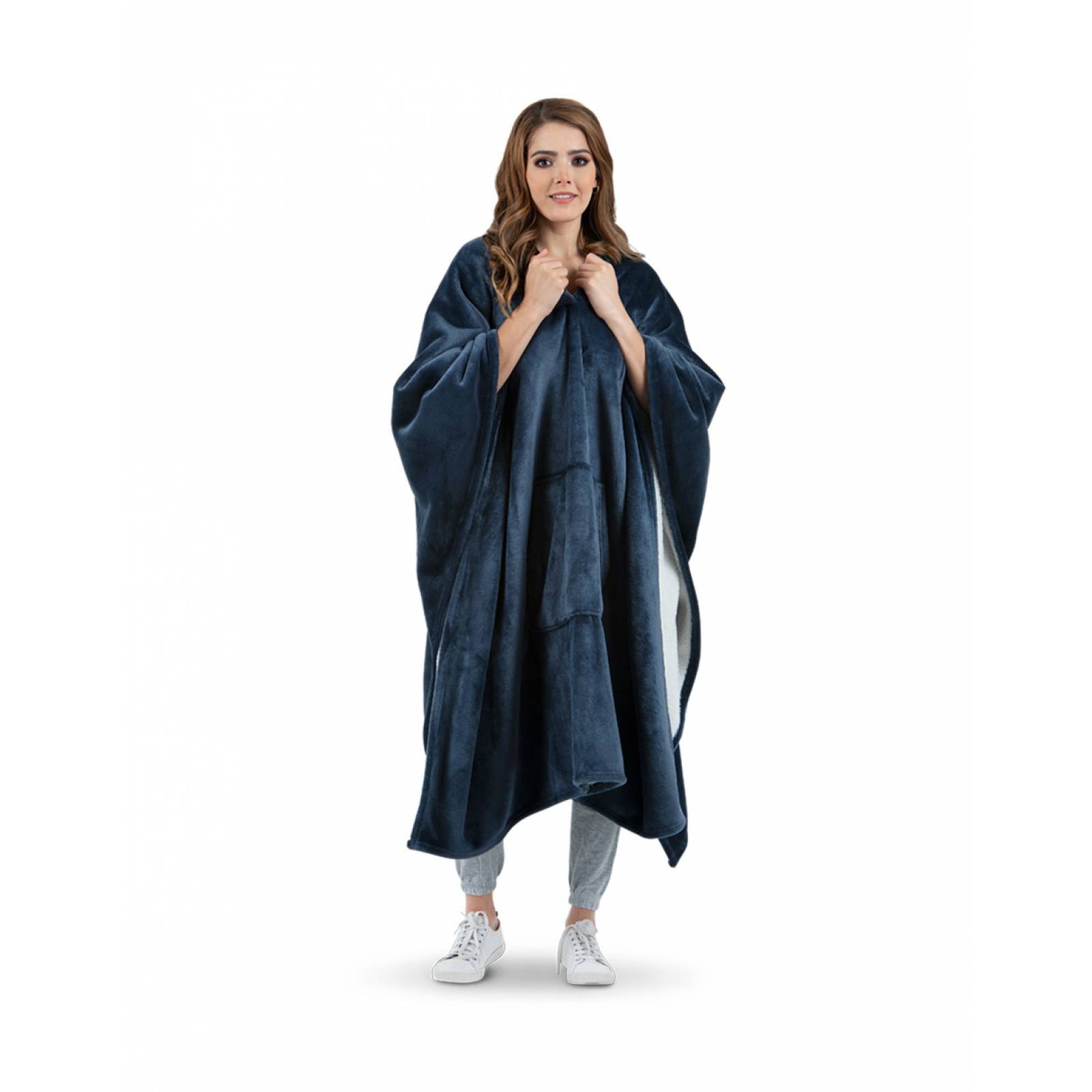 Cobija Cobertor Tipo Chal / Poncho Para Mujer - Azul marino ESQUIMAL