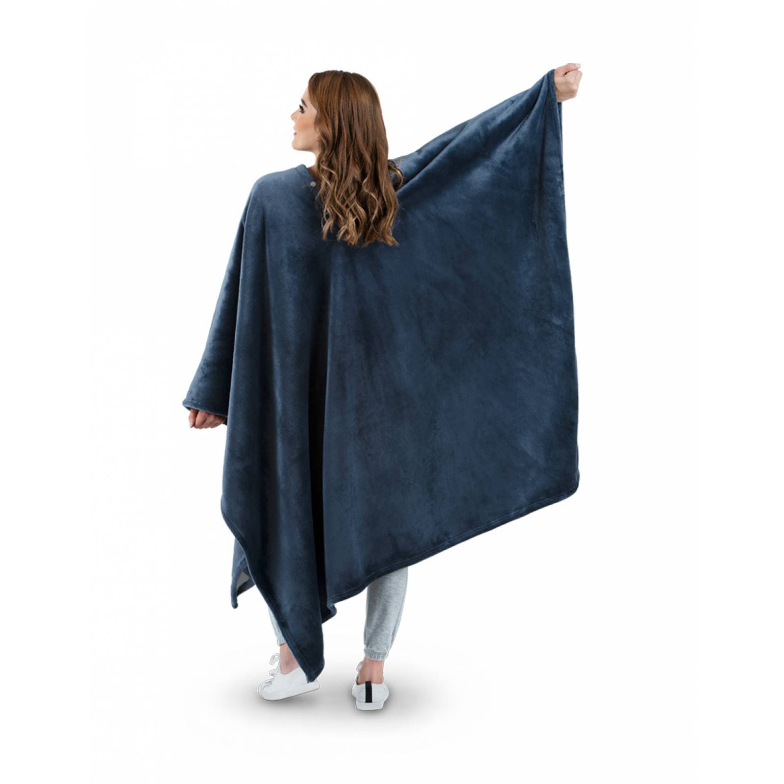 Cobija Cobertor Tipo Chal / Poncho Para Mujer - Azul marino ESQUIMAL