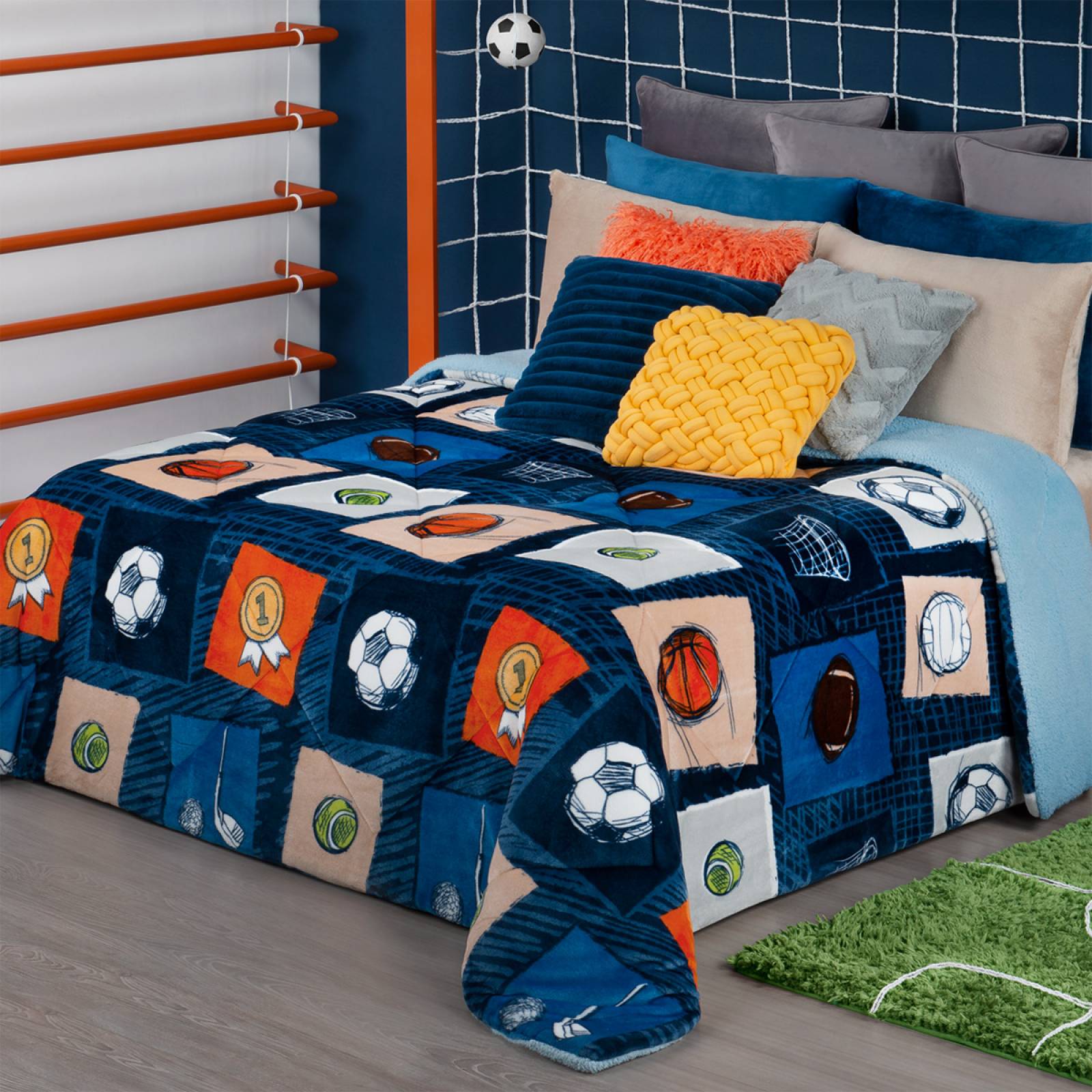 Cobertor Borrega Individual Infantil - Campeones ESQUIMAL