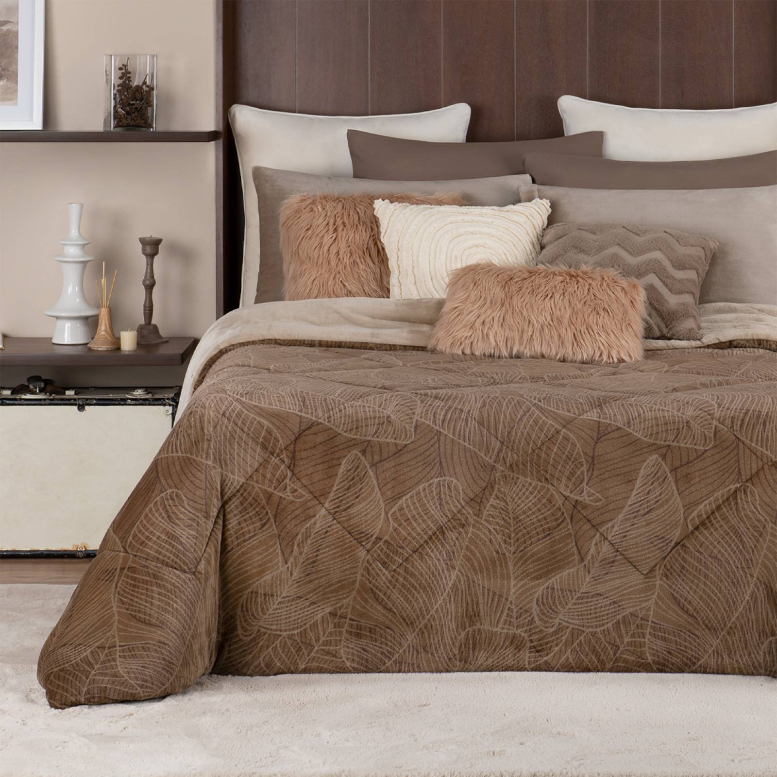 Cobertor Matrimonial Premium Edredón Inv + Fundas Elfa ESQUIMAL