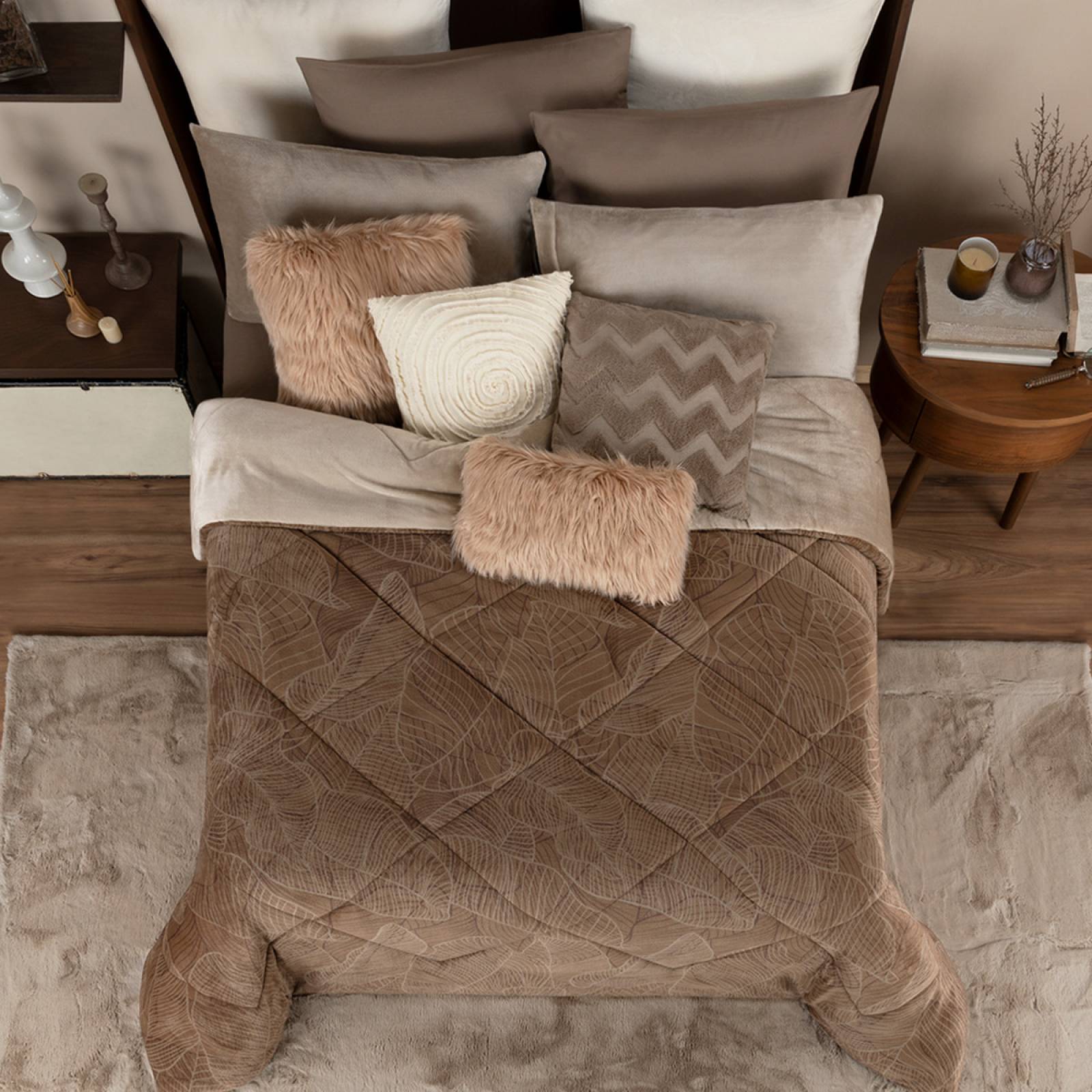 Cobertor Matrimonial Premium Edredón Inv + Fundas Elfa ESQUIMAL