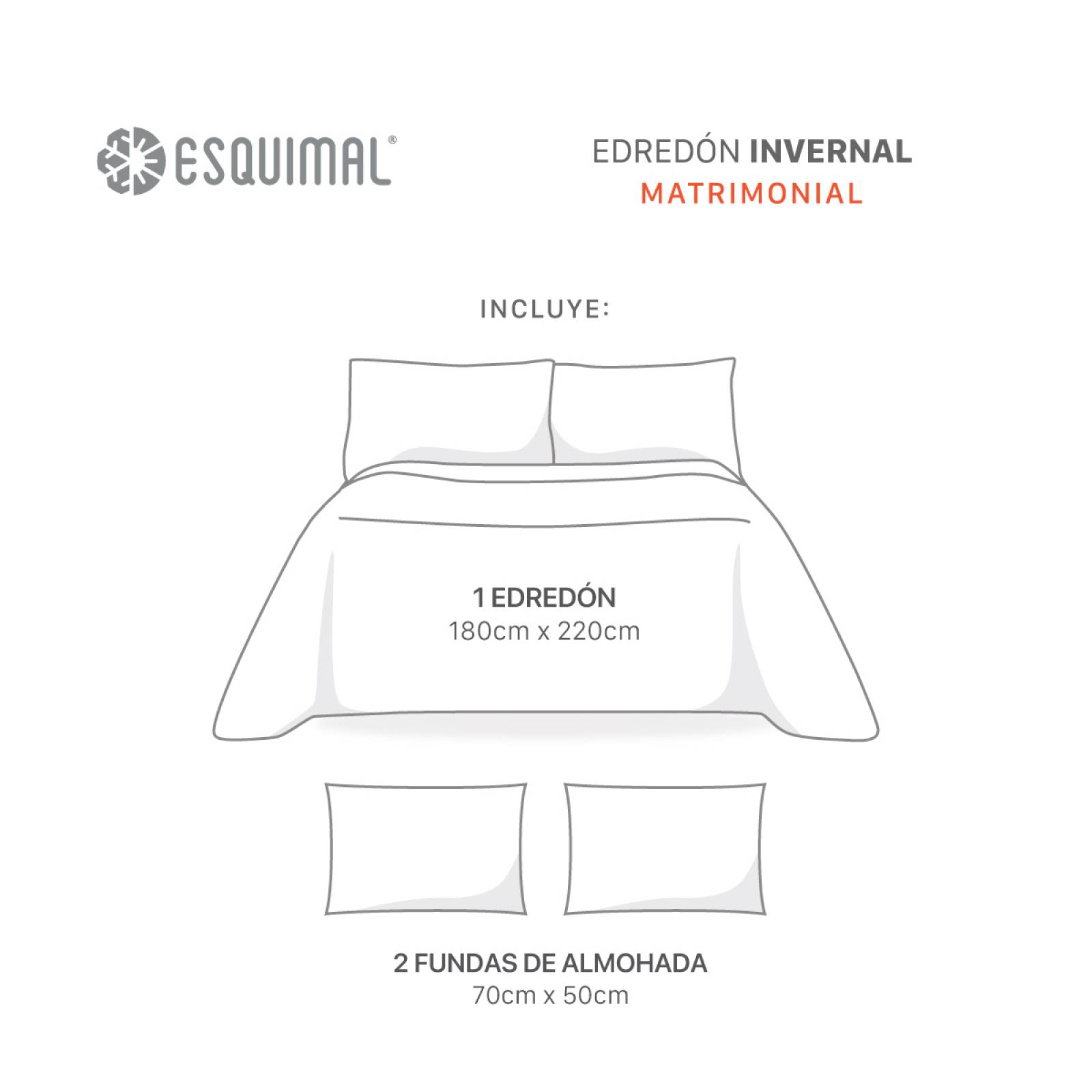 Cobertor Matrimonial Premium Edredón Inv + Fundas Elfa ESQUIMAL