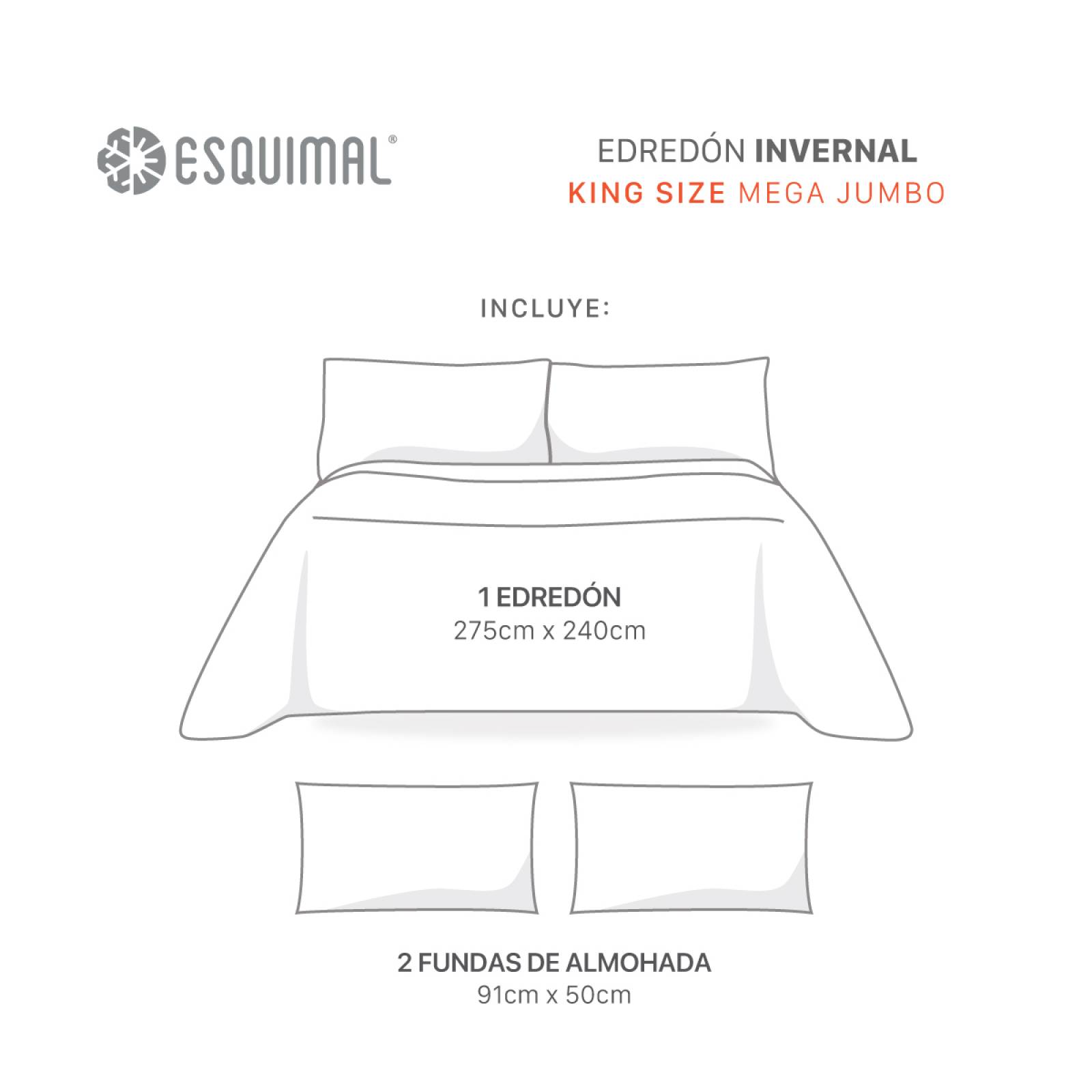 Edredón King Size Mega Invernal Luxus Velvet + Fundas Triana ESQUIMAL