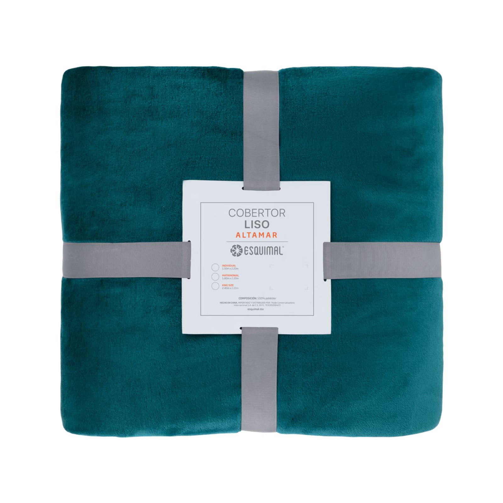 Cobertor Individual Suave Liso Cobija Invernal Ligero para Todo el Año Altamar (Verde turquesa) ESQUIMAL.