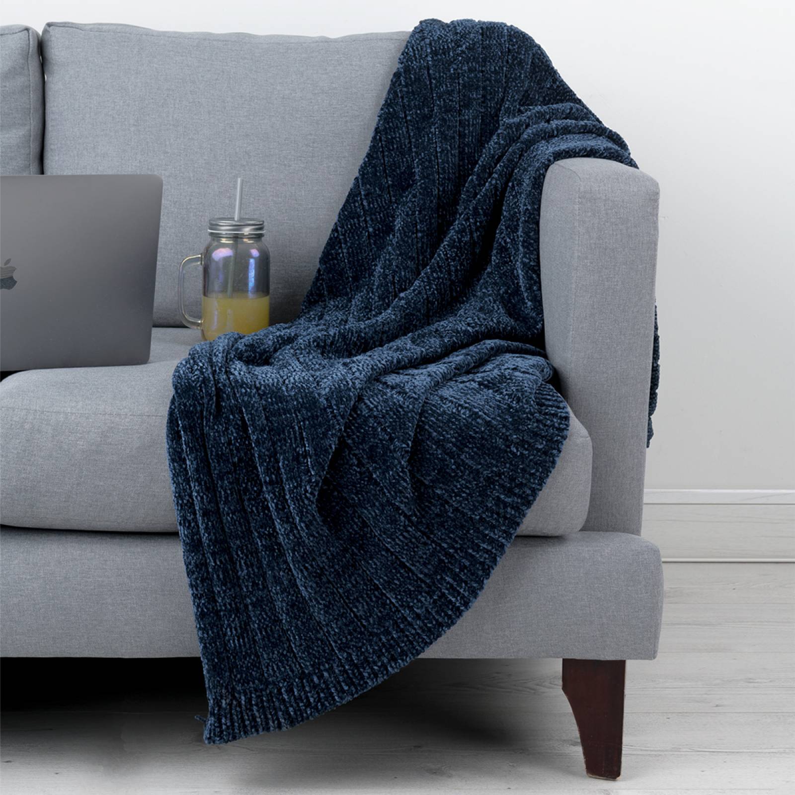 Frazada Luxus - Azul marino (Chenille) ESQUIMAL