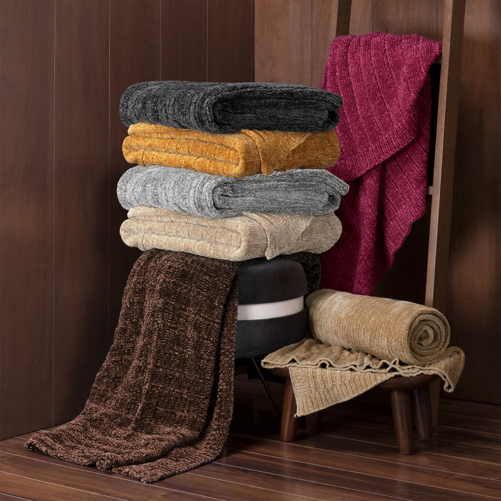 Frazada Luxus - Azul marino (Chenille) ESQUIMAL