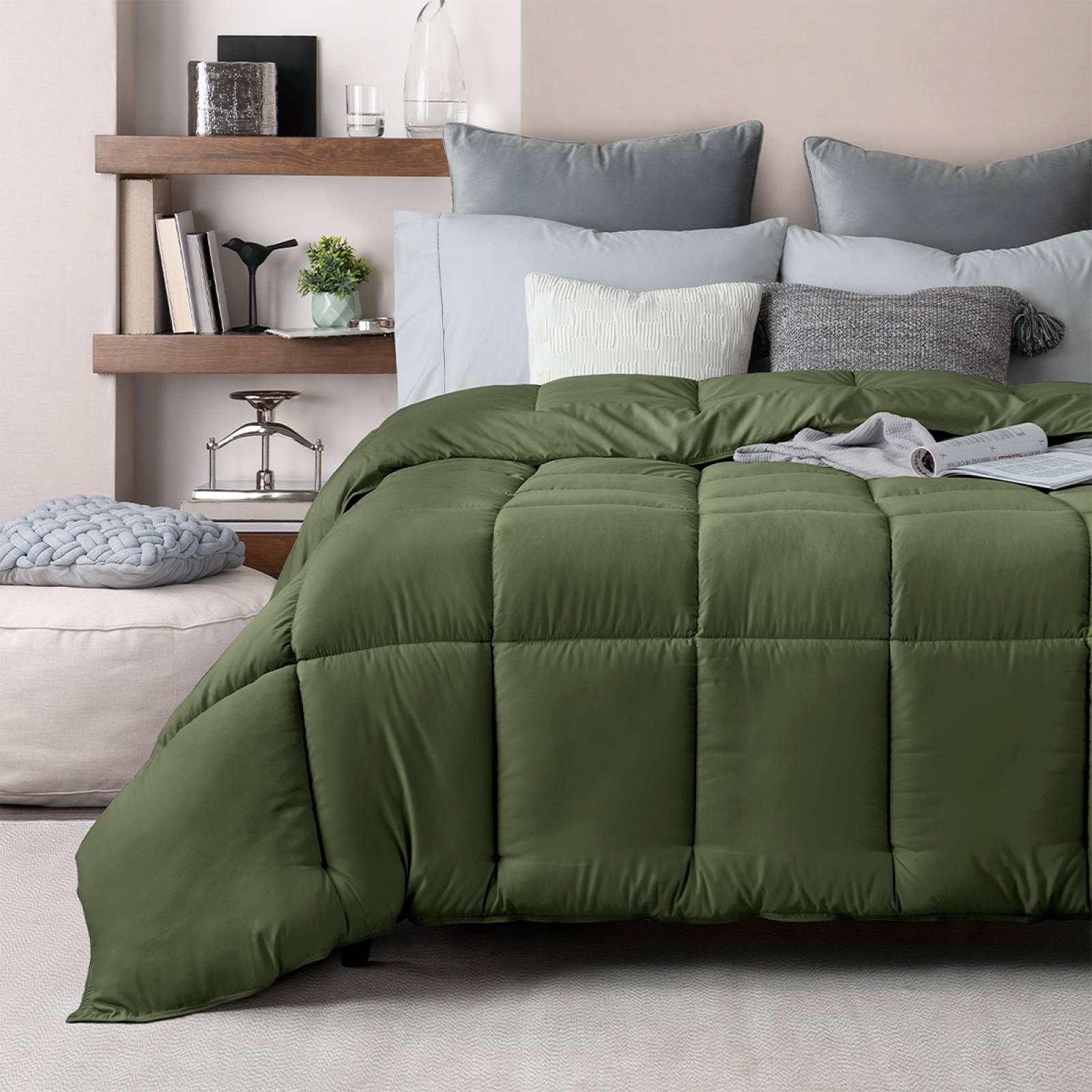 Edredón Acolchado Duvet King Size Hipoalergénico Verde ESQUIMAL