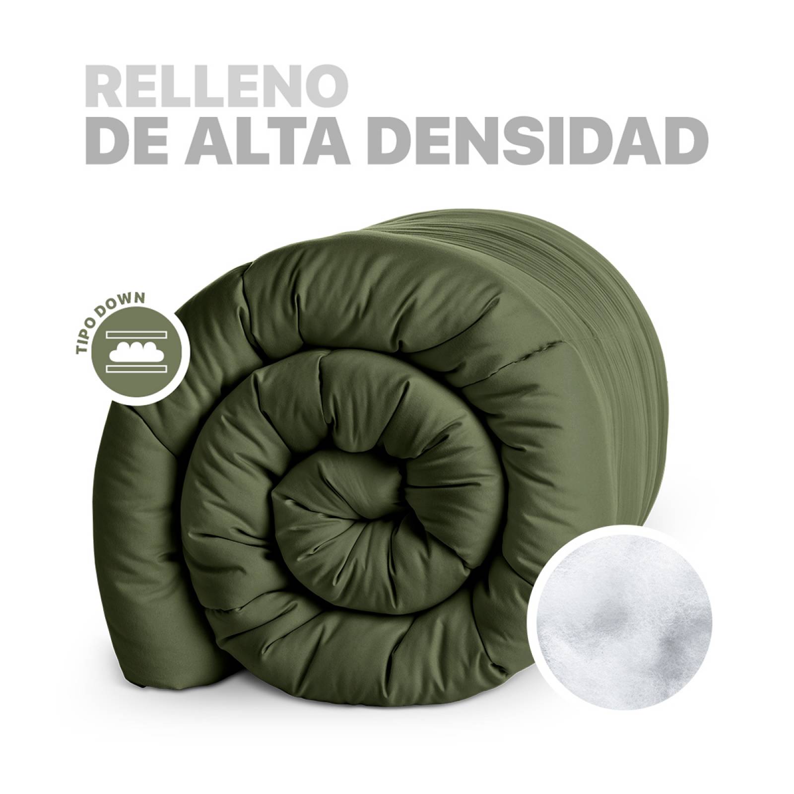 Edredón Acolchado Duvet King Size Hipoalergénico Verde ESQUIMAL