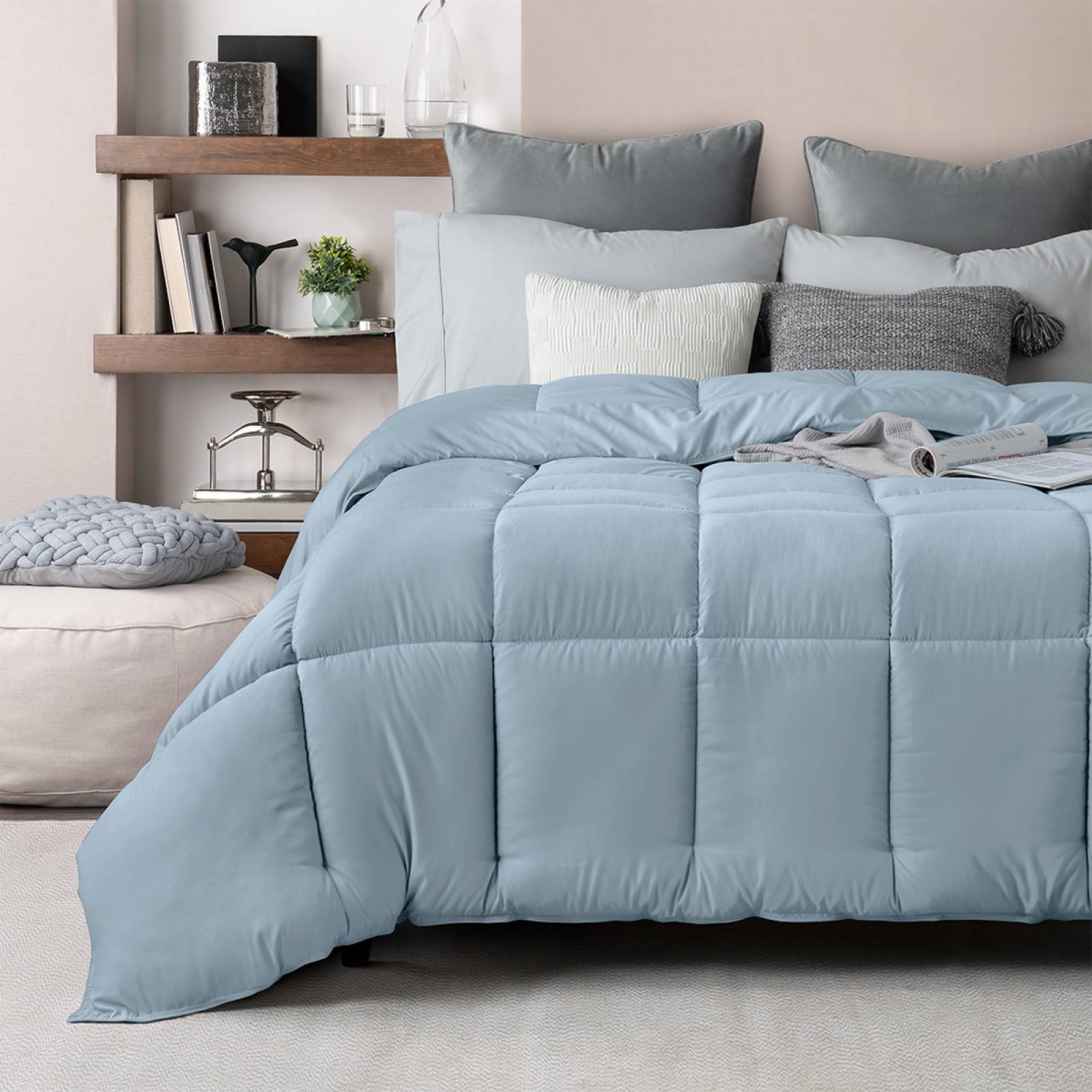 Edredón Acolchado Duvet Matrimonial Azul Hipoalergénico ESQUIMAL.