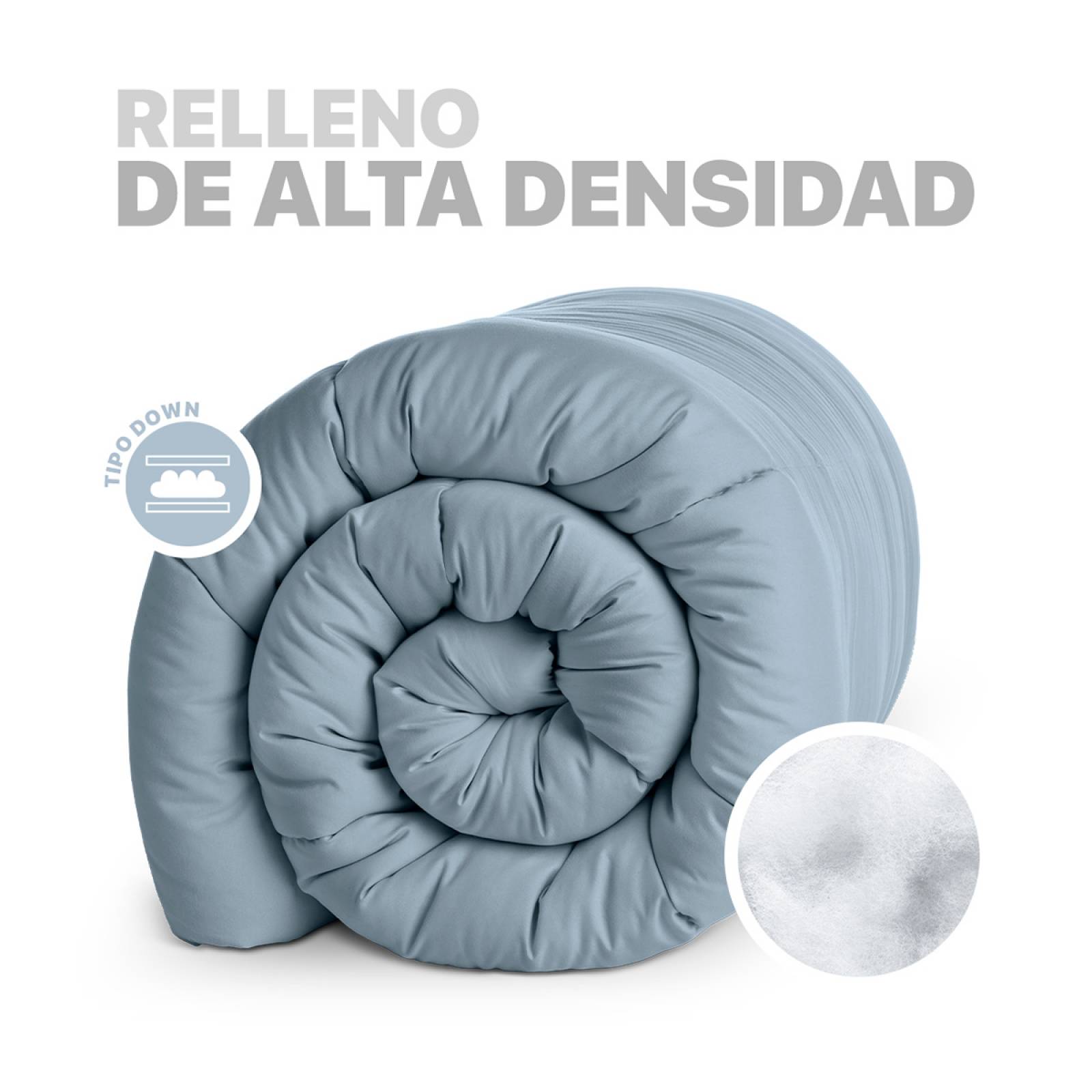 Edredón Acolchado Duvet Matrimonial Azul Hipoalergénico ESQUIMAL.