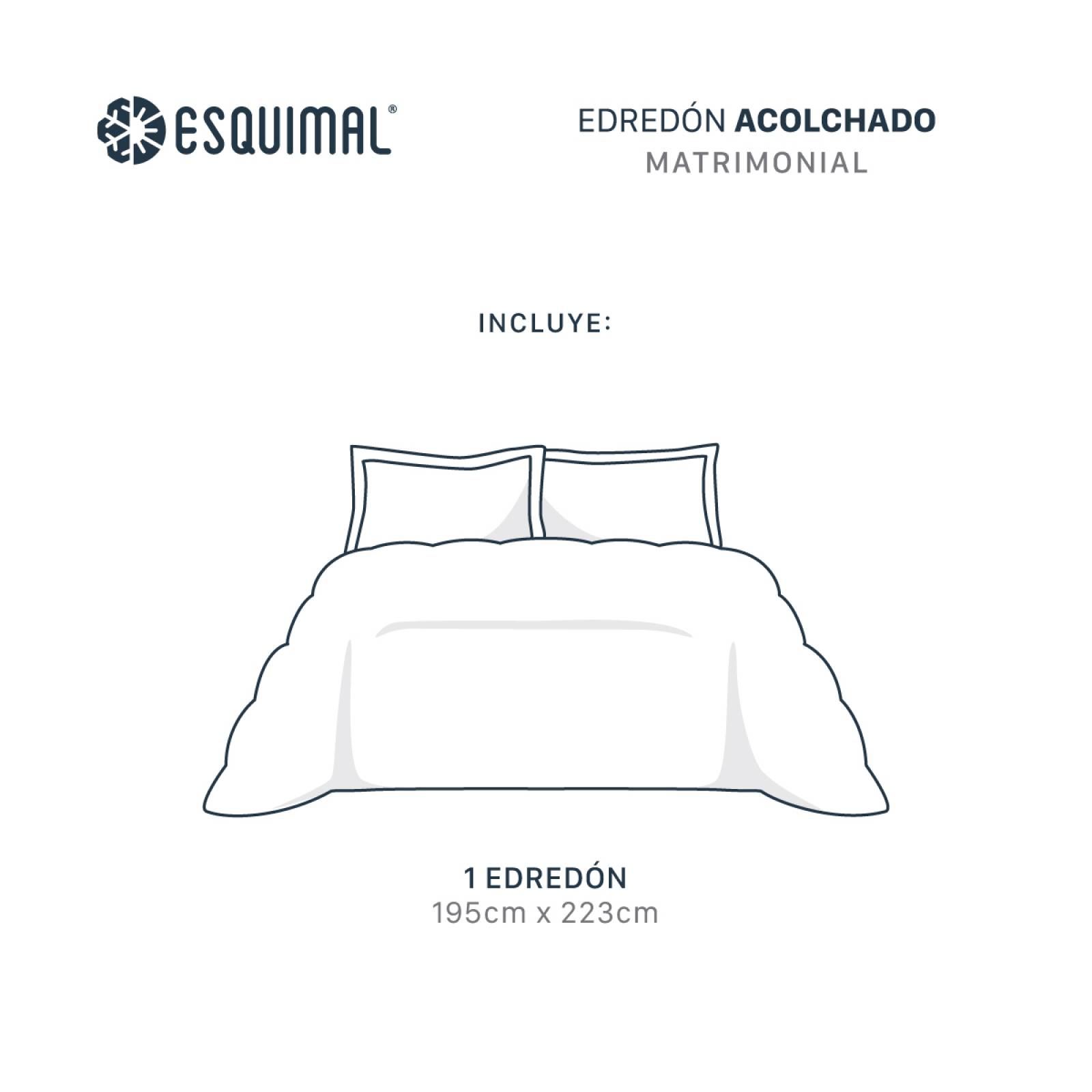 Edredón Acolchado Duvet Matrimonial Azul Hipoalergénico ESQUIMAL.