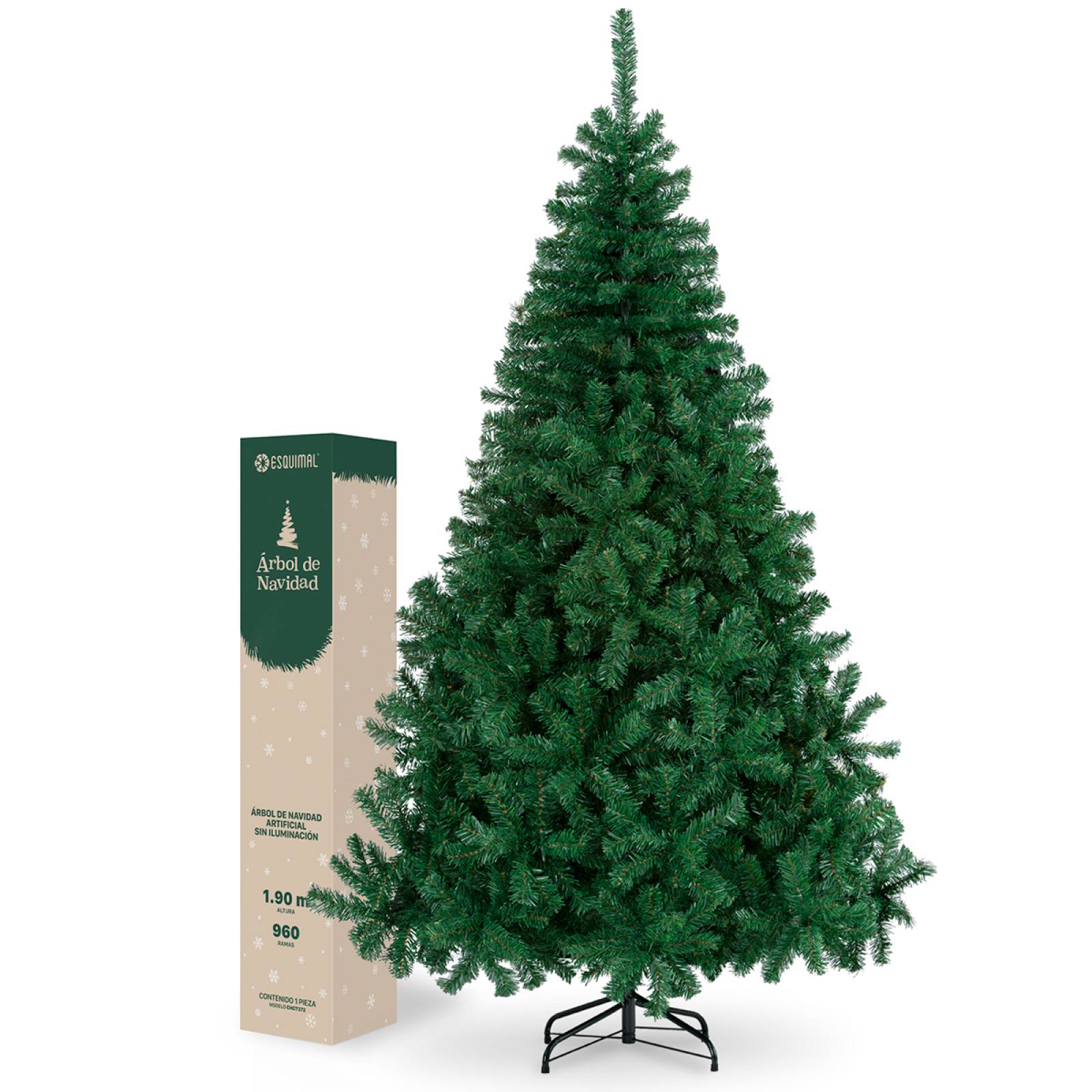Árbol de Navidad Artificial Pino Verde de 1.9m - Verde clásico para ESQUIMAL