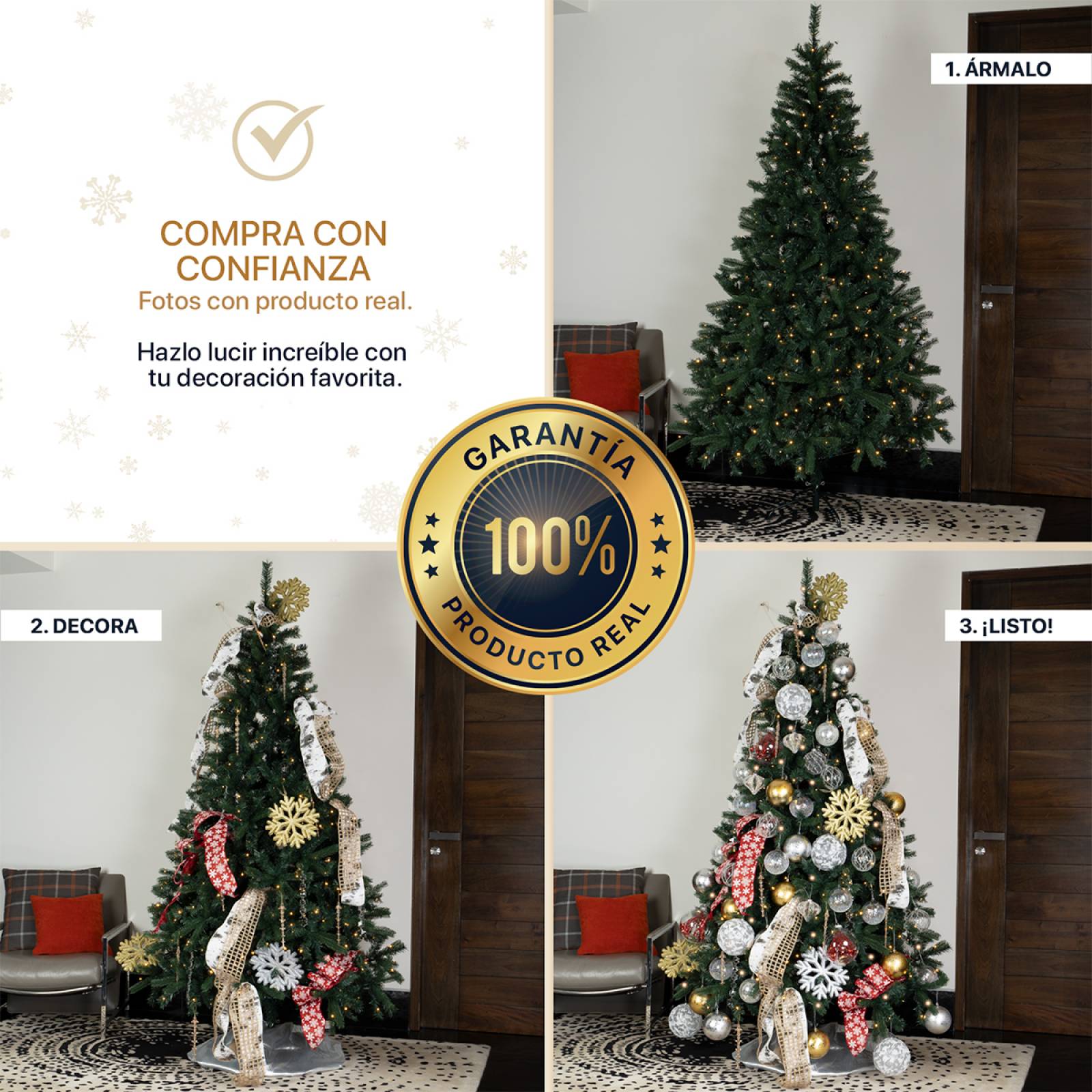 Árbol de Navidad Luces Led Pino 2.2m 1150 Ramas - Verde oscuro para ESQUIMAL