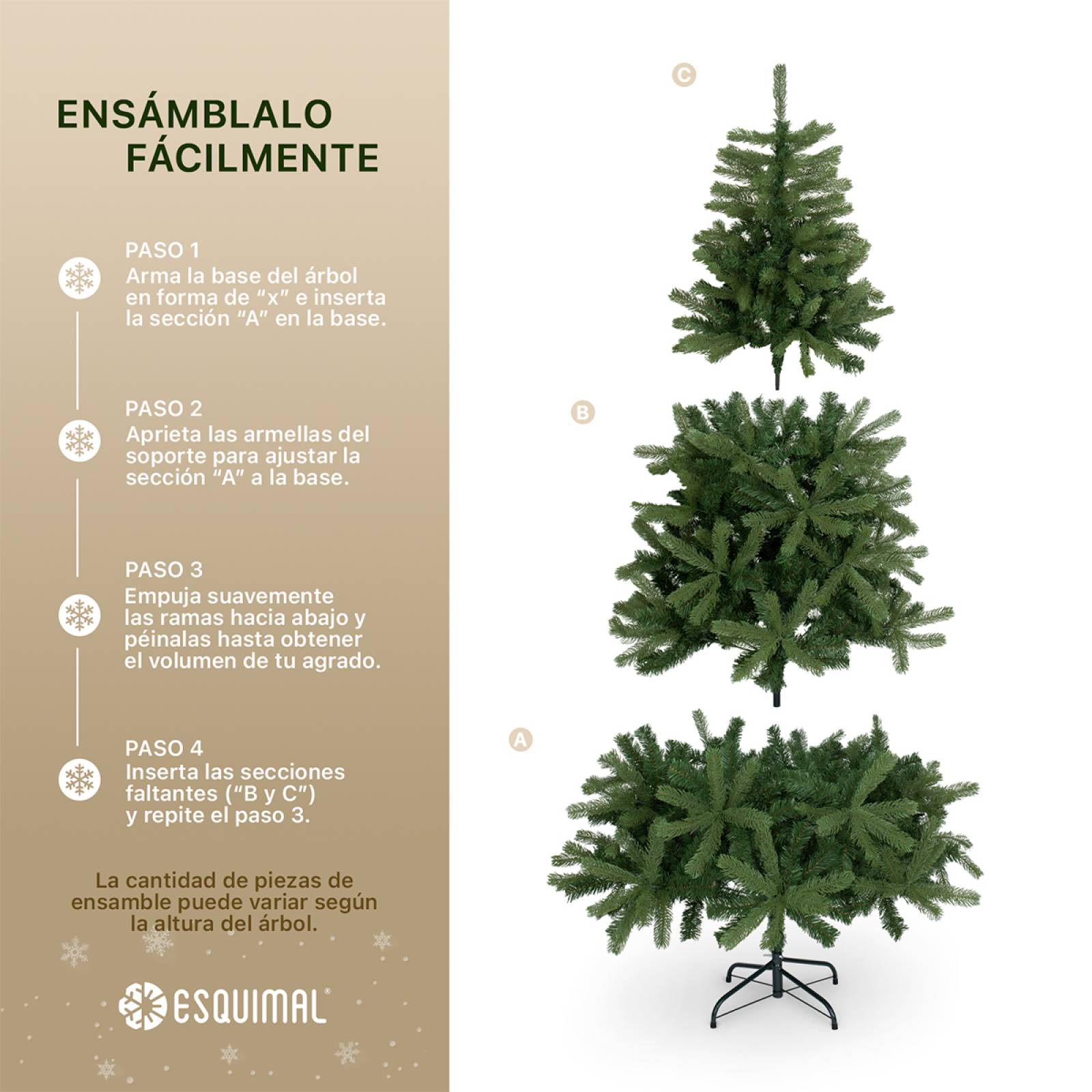 Árbol de Navidad Pino Navideño 2.5m 1900 Ramas - Verde oliva para ESQUIMAL