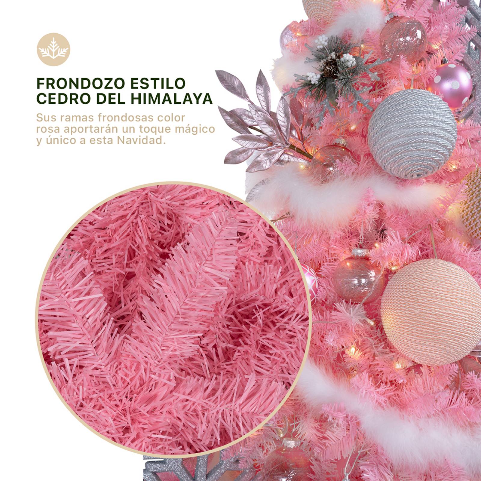 Árbol de Navidad Rosa Pino Navideño 2.2m 1550 Ramas - Rosa para ESQUIMAL