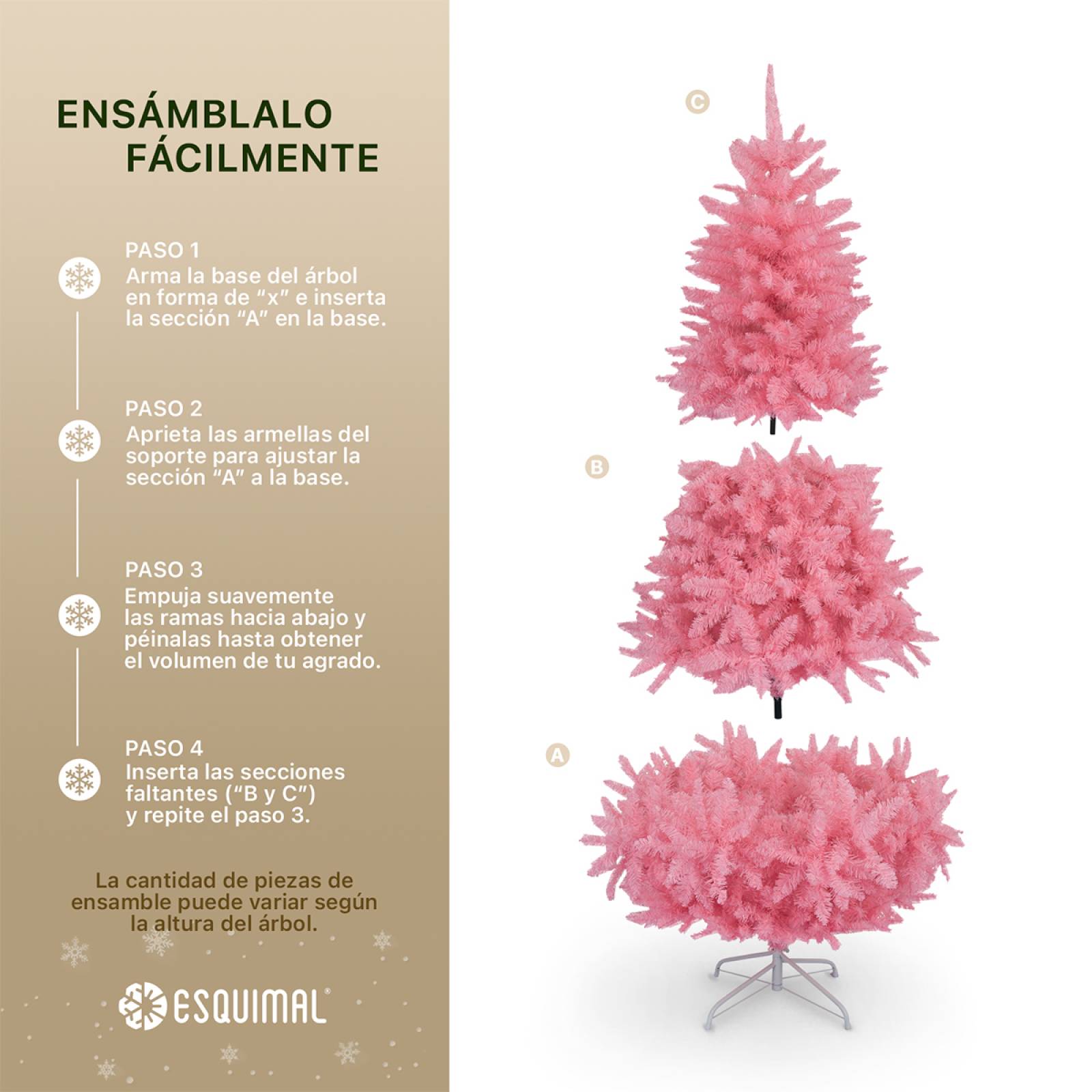 Árbol de Navidad Rosa Pino Navideño 2.2m 1550 Ramas - Rosa para ESQUIMAL