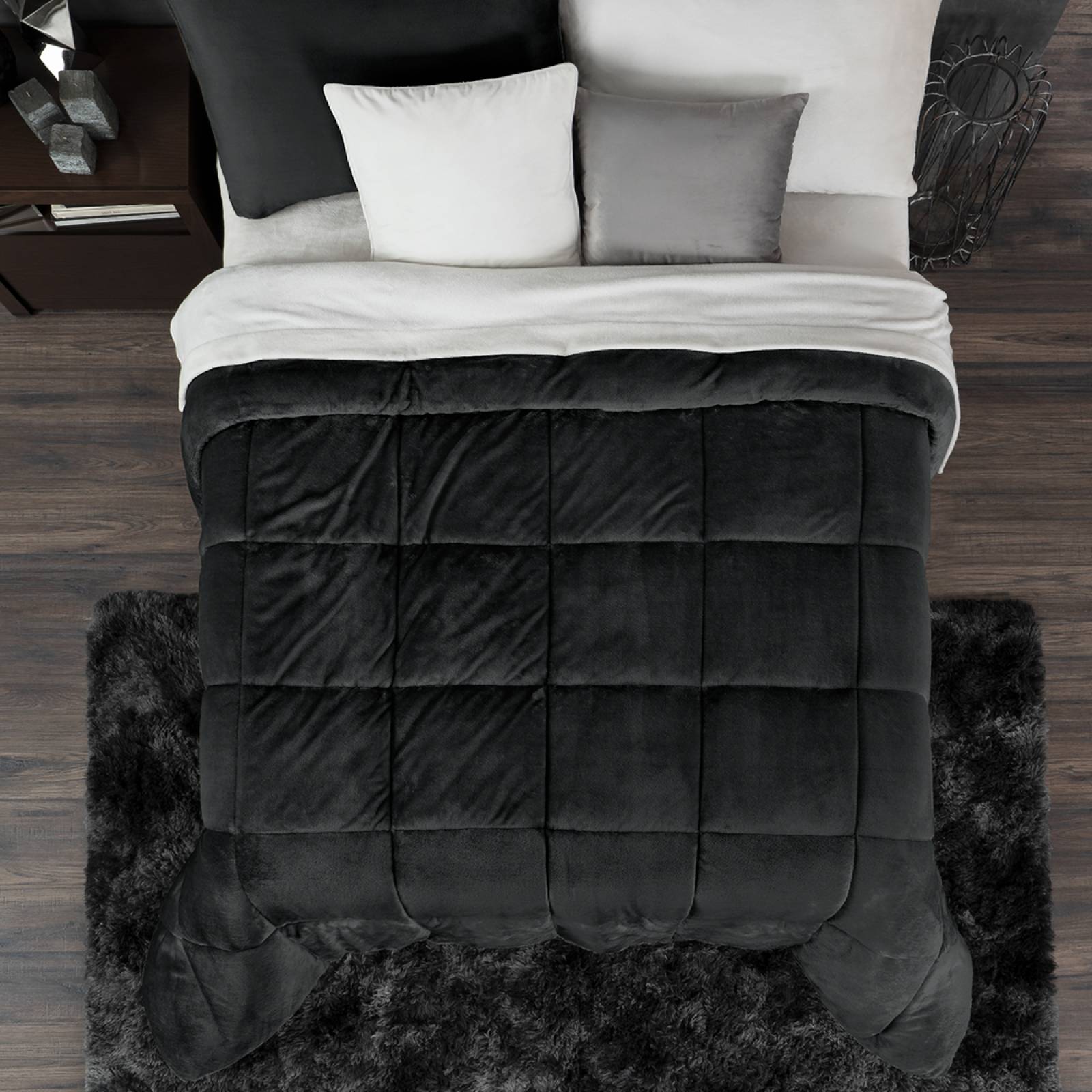 Edredón Invernal Cobertor Queen Size + Fundas Negro ESQUIMAL