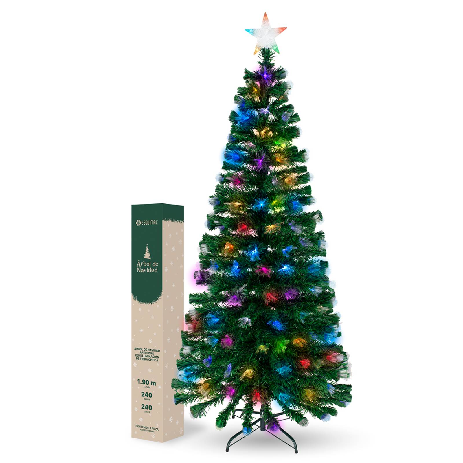Árbol de Navidad Fibra Óptica Pino Navideño 1.9m - Verde para ESQUIMAL