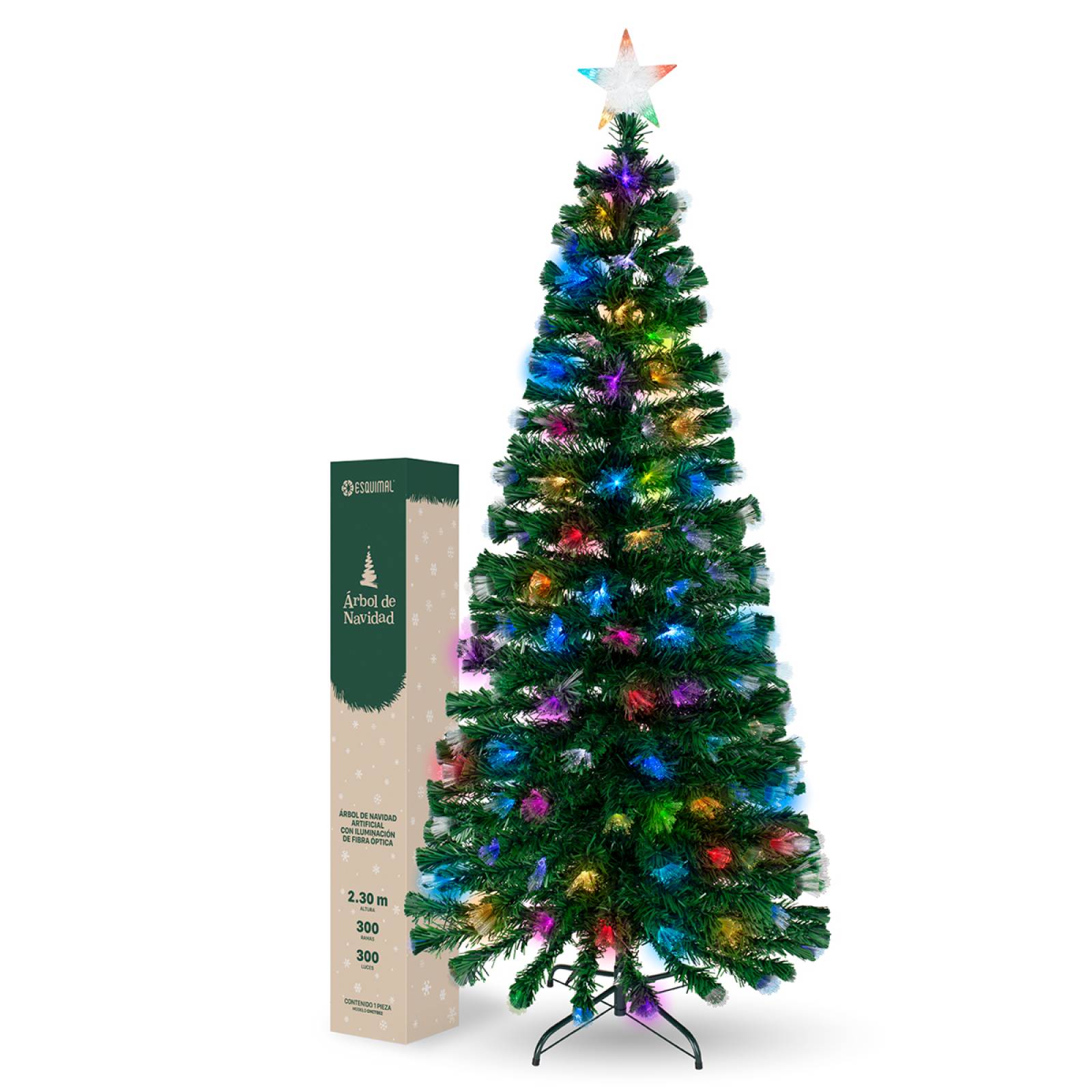 Árbol de Navidad Fibra Óptica Pino Navideño 2.3m - Verde para ESQUIMAL