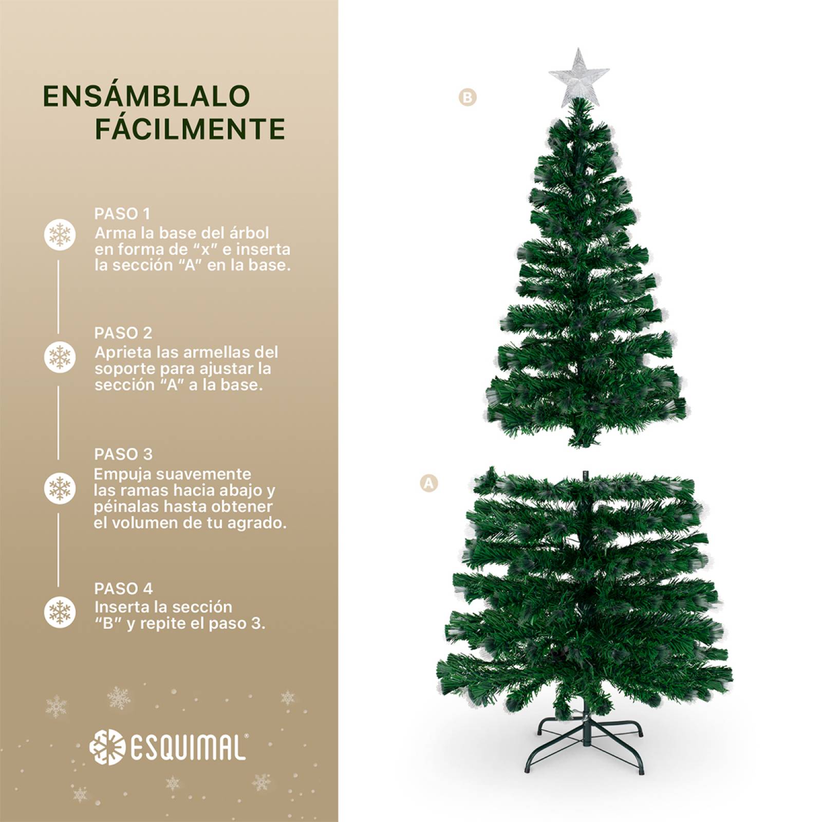 Árbol de Navidad Fibra Óptica Pino Navideño 2.3m - Verde para ESQUIMAL