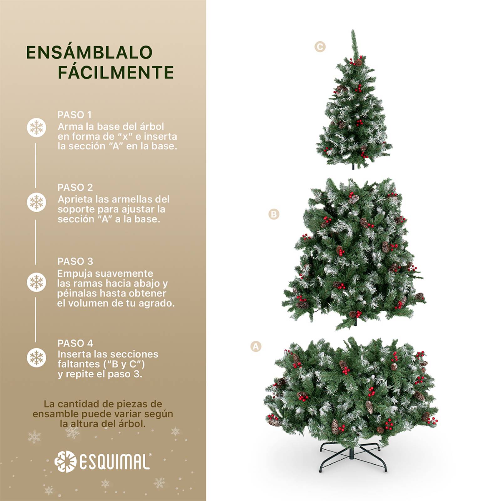 Árbol de Navidad Nevado Con Bayas Y Luces Led 2.2m - Verde para ESQUIMAL
