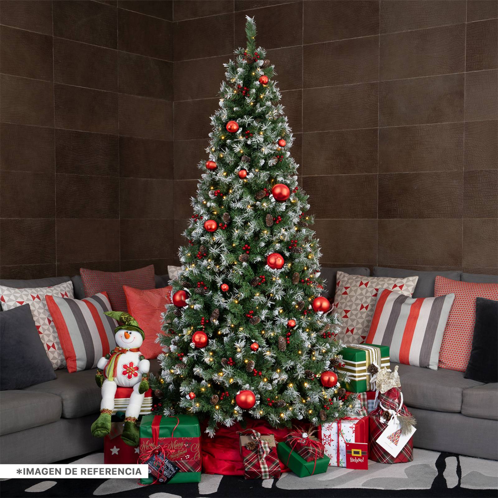 Árbol de Navidad Nevado Con Bayas Y Luces Led 2.5m - Verde para ESQUIMAL