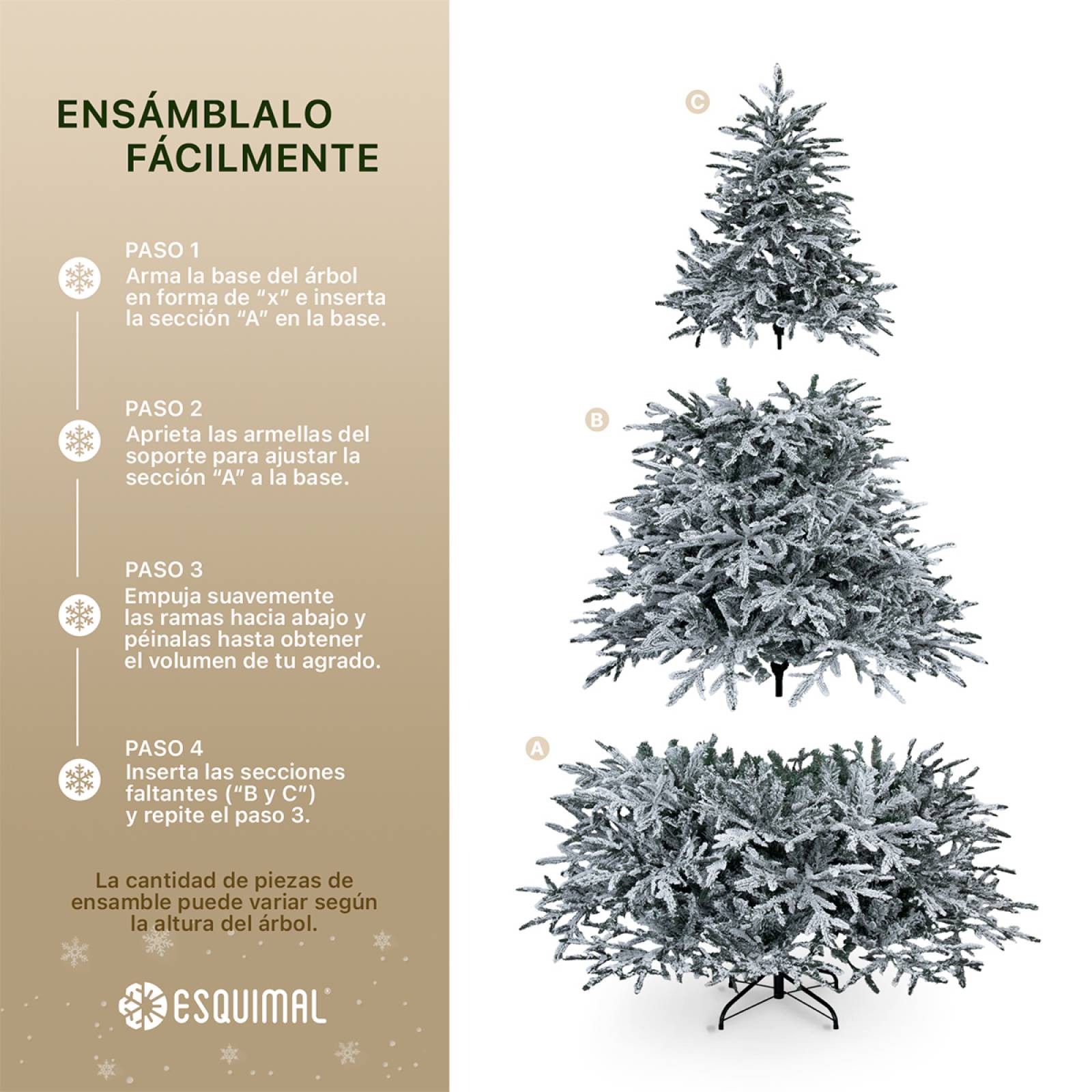 Árbol de Navidad Nevado Pino Navideño 2.5m 1750 Ramas- Verde para ESQUIMAL