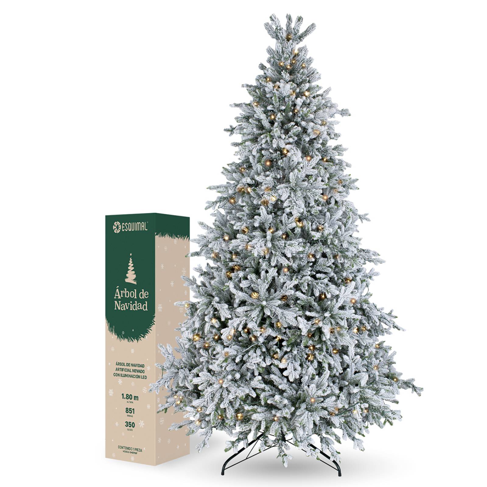 Árbol de Navidad Pino Navideño Nevado Con Luces Led 1.8m - Verde para ESQUIMAL