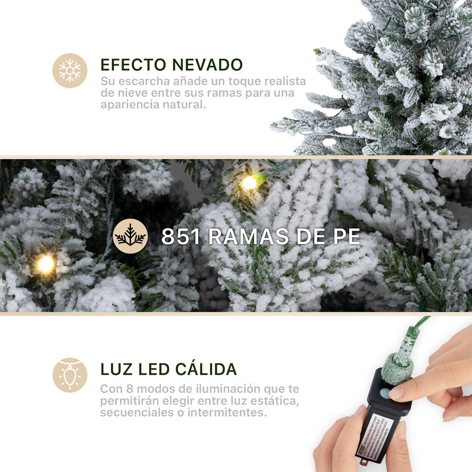 Árbol de Navidad Pino Navideño Nevado Con Luces Led 1.8m - Verde para ESQUIMAL