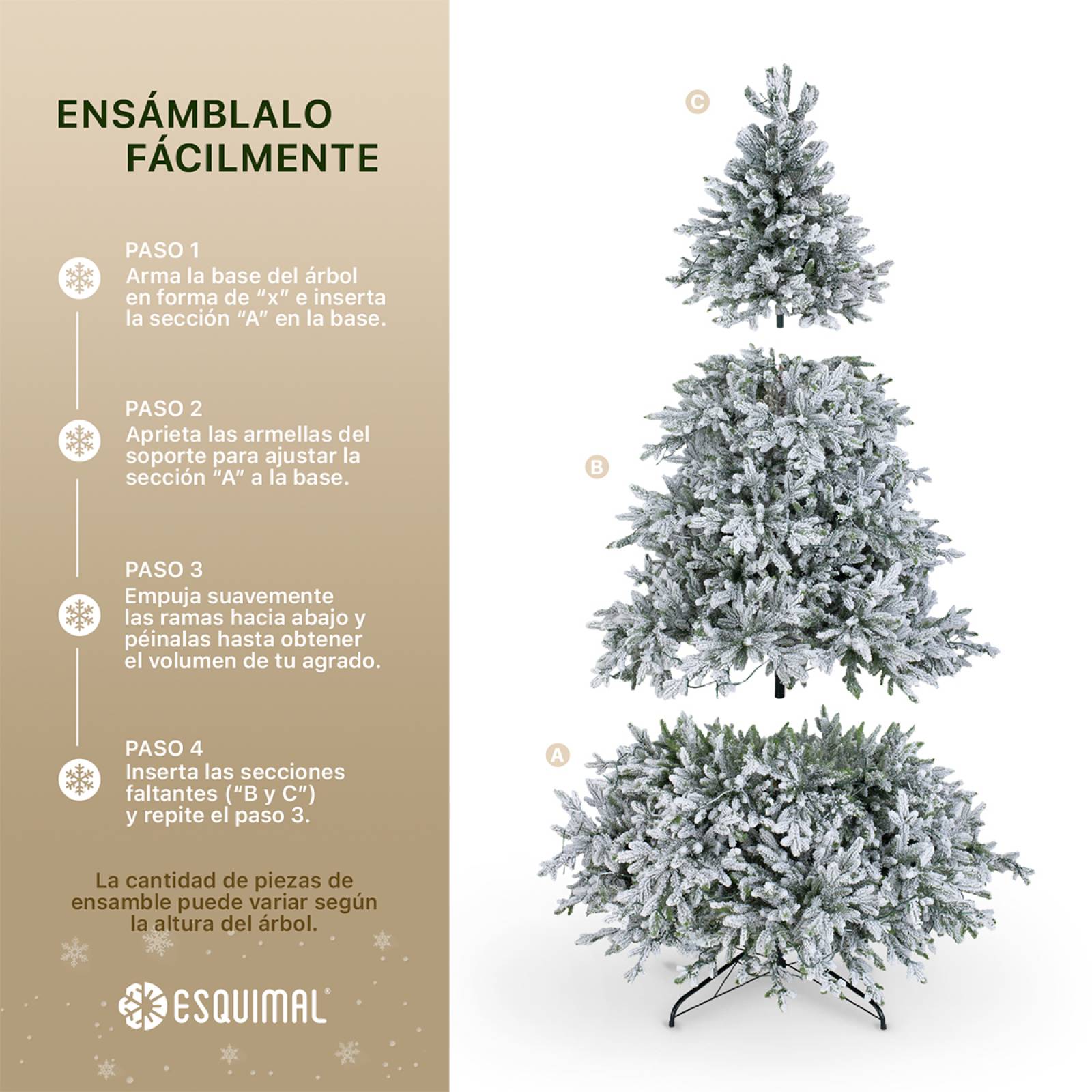 Árbol de Navidad Pino Navideño Nevado Con Luces Led 2.2m - Verde para ESQUIMAL.