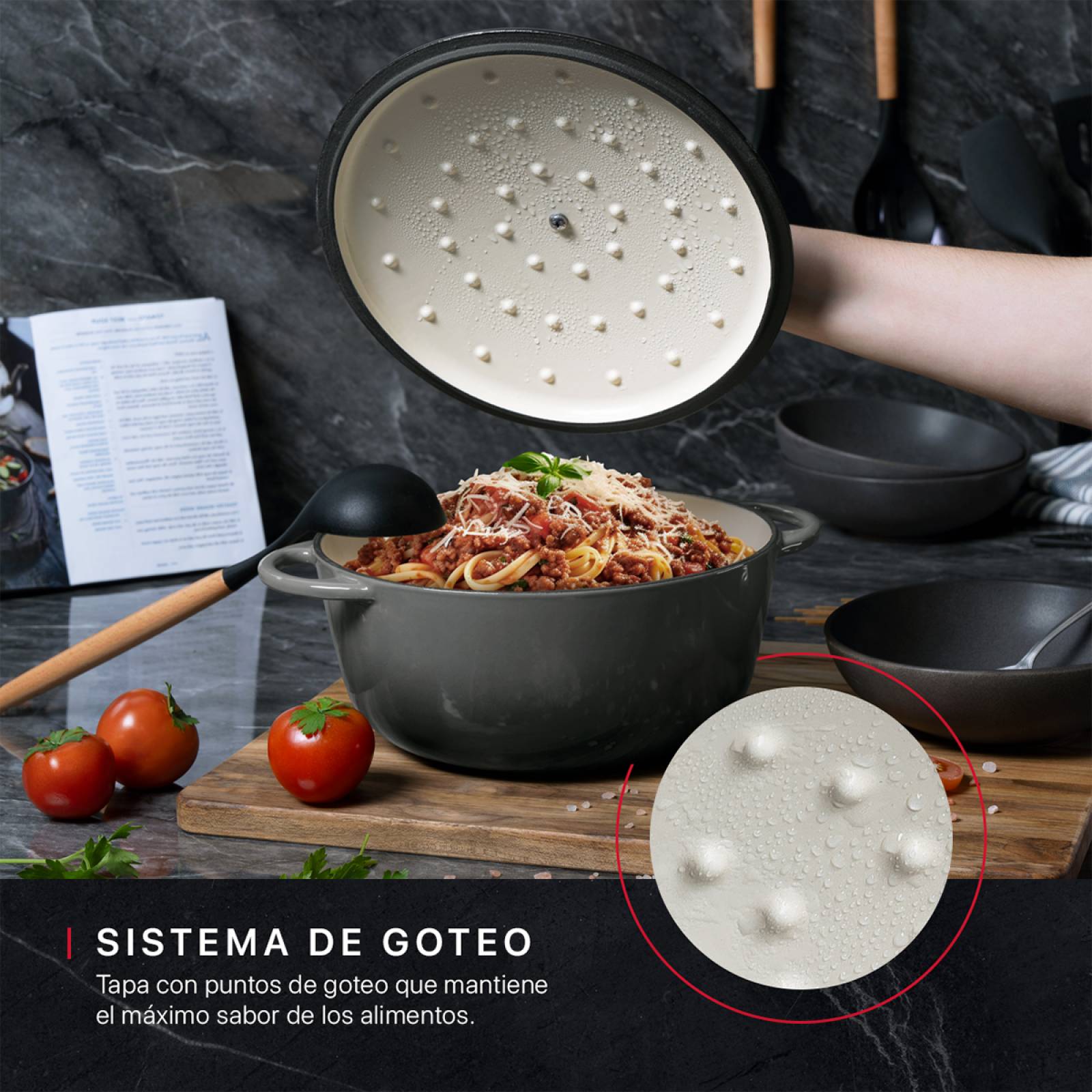 Horno Holandés Olla De Hierro Fundido Con Esmaltado 4 Lts Gris Cookify