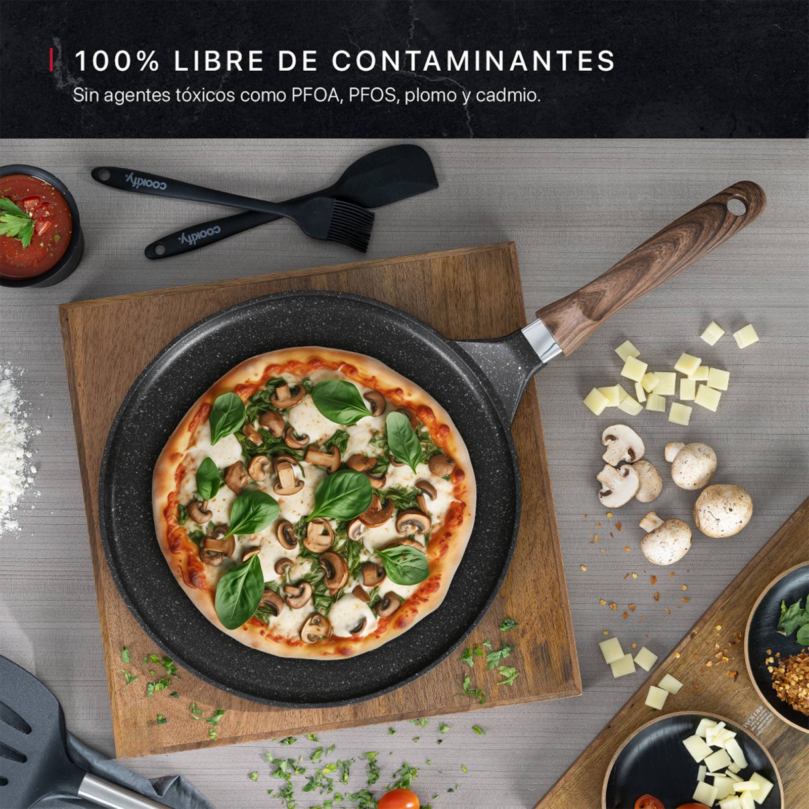 Sartén Crepera Comal De Mármol Con Antiadherente 32 cm Negro Cookify