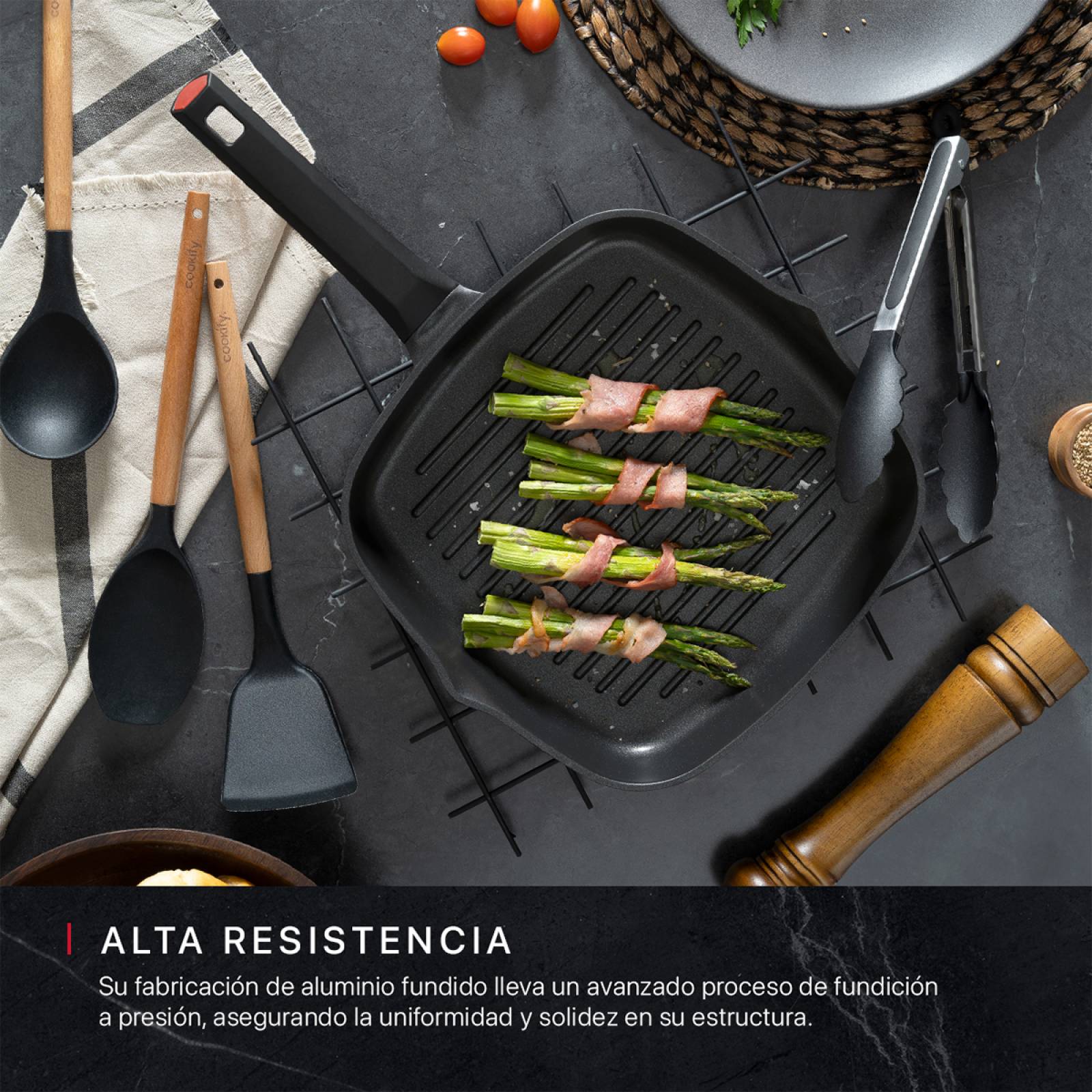 Sartén Grill Con Antiadherente De Aluminio Fundido Comal Negro Cookify