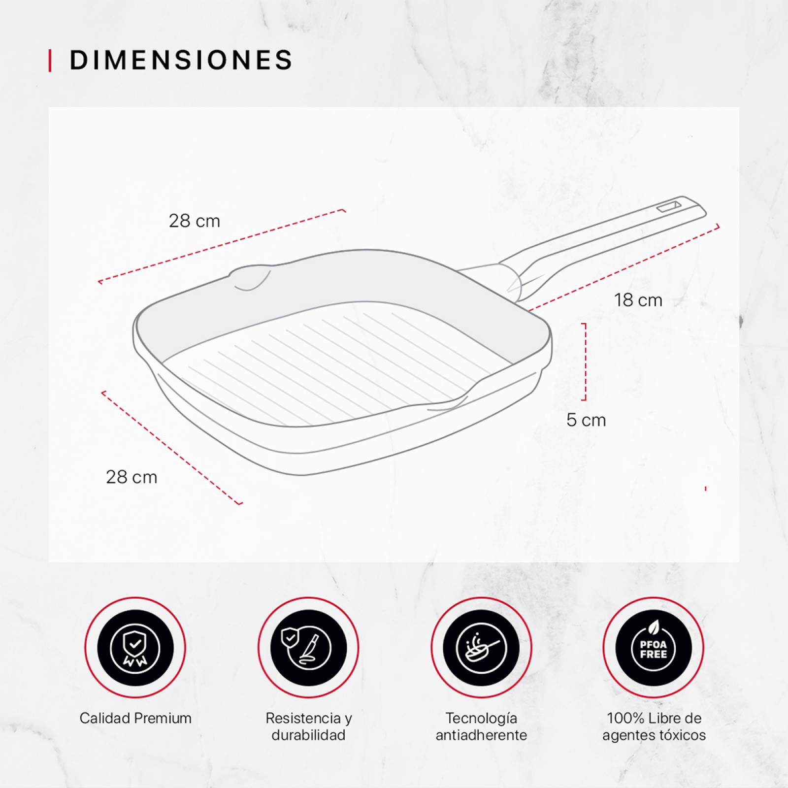 Sartén Grill Con Antiadherente De Aluminio Fundido Comal Negro Cookify