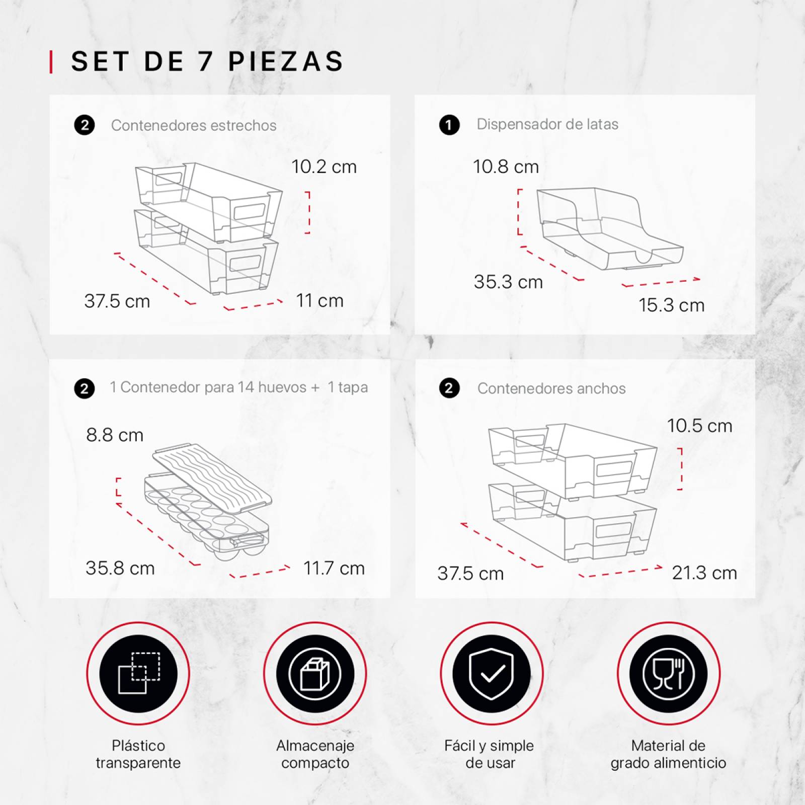 Contenedores Organizadores Para Refrigerador De 7 Pz COOKIFY
