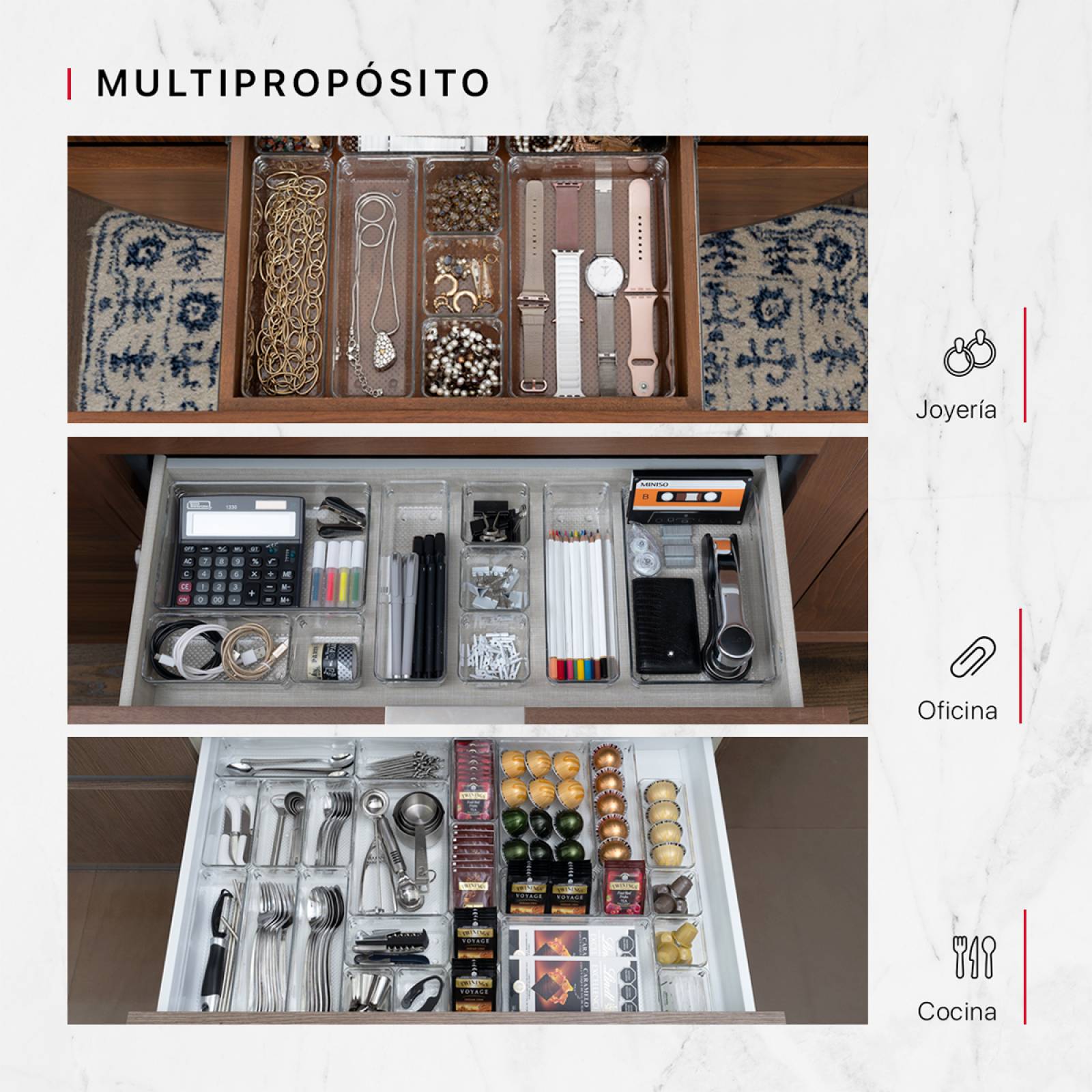 Contenedores Organizadores Para Cajones De 25 Pz COOKIFY