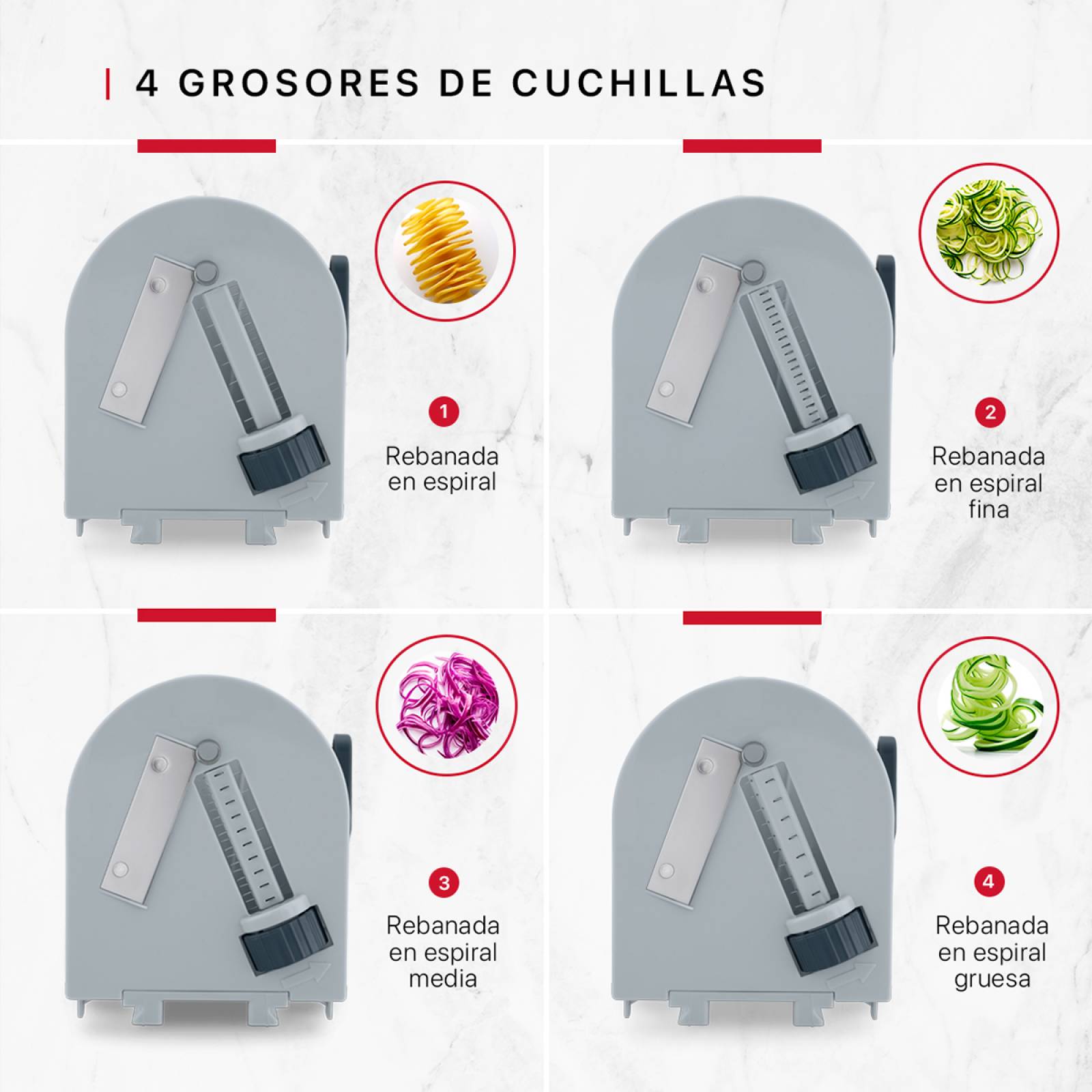 Espiralizador Rallador Cortador Para Verduras En Espiral De Cookify