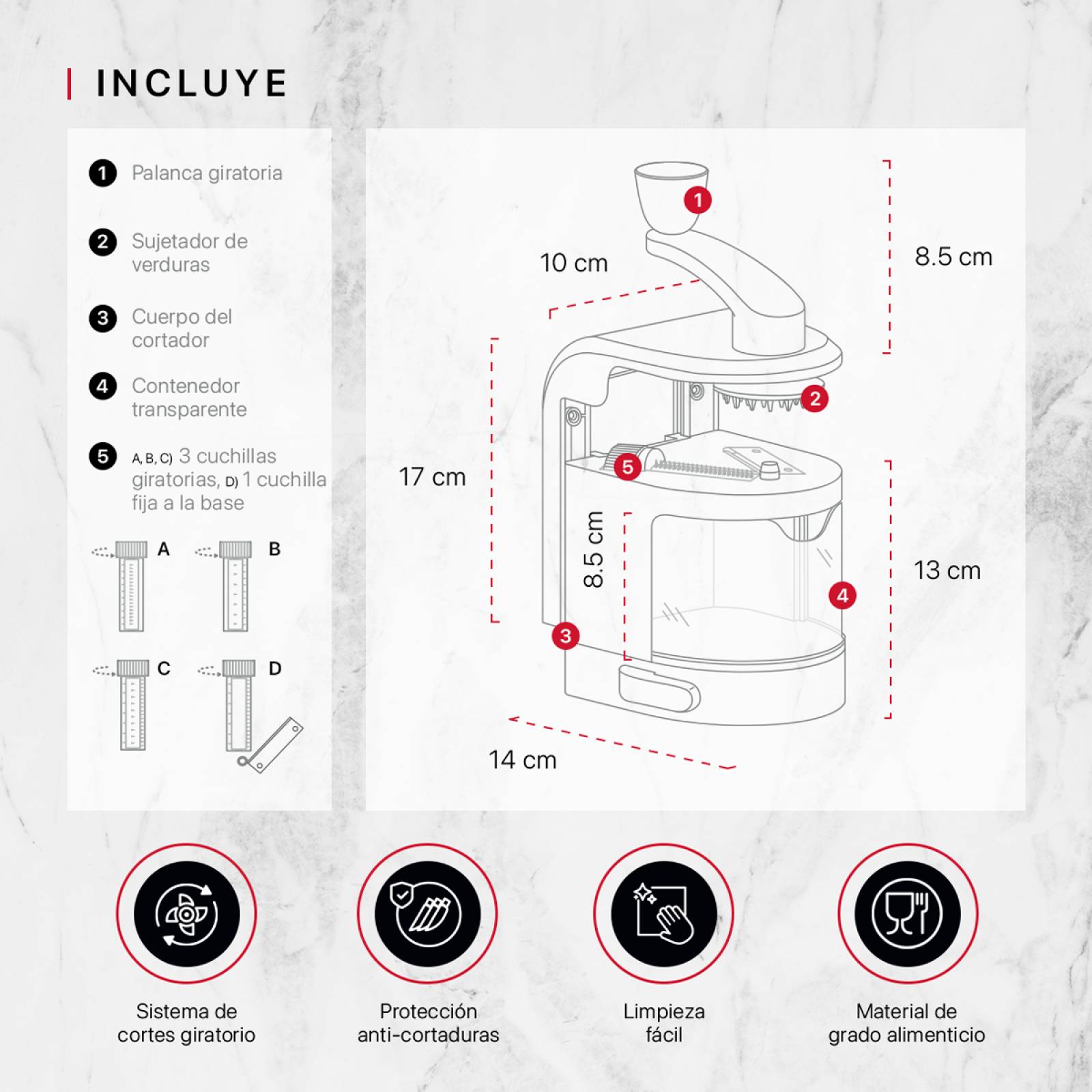 Espiralizador Rallador Cortador Para Verduras En Espiral De Cookify