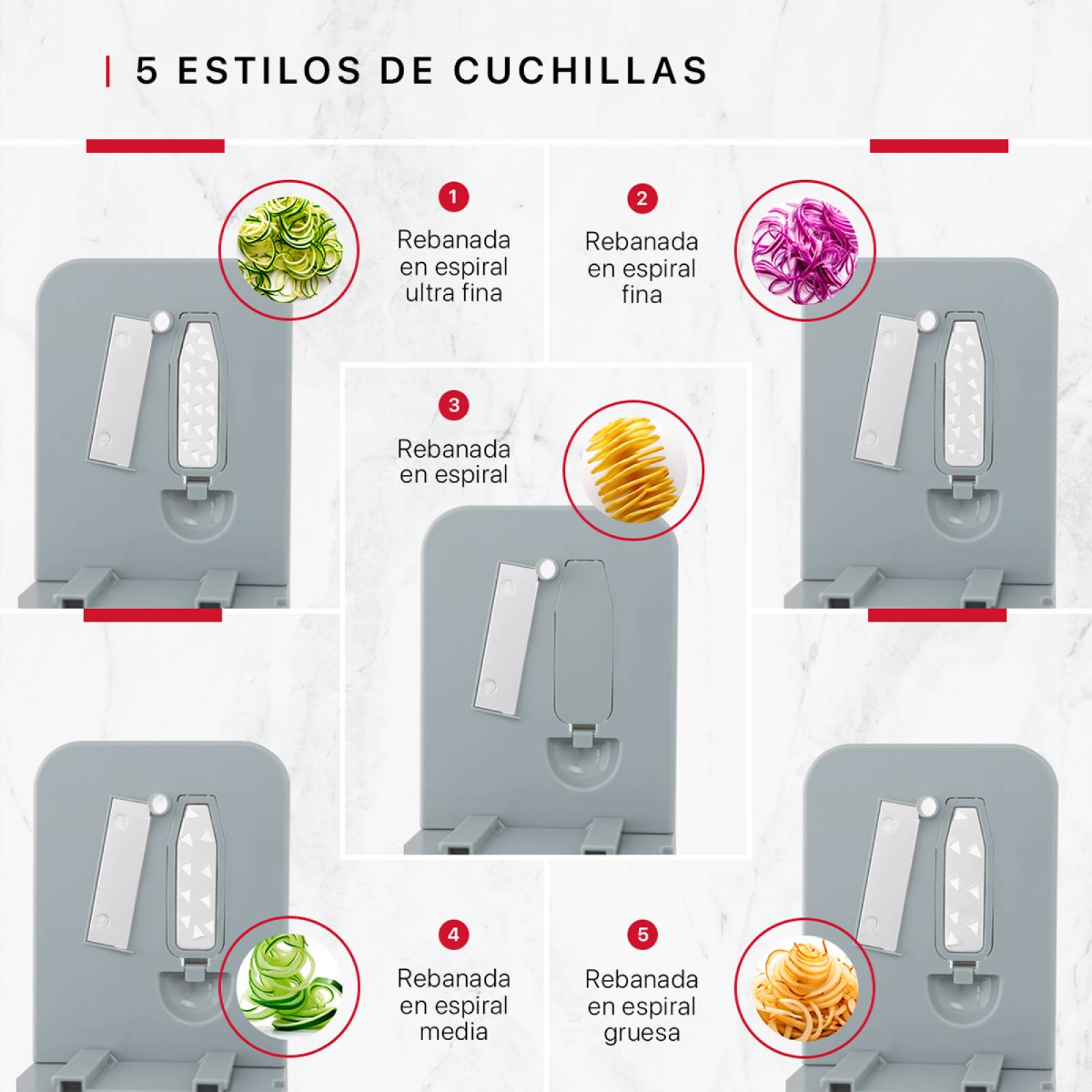 Rallador Para Verduras En Espiral Cortador Espiralizador De Cookify