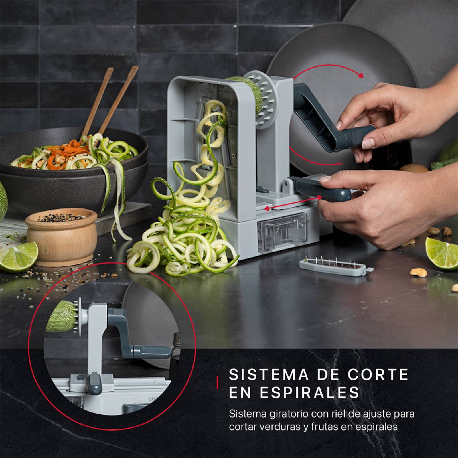 Rallador Para Verduras En Espiral Cortador Espiralizador De Cookify
