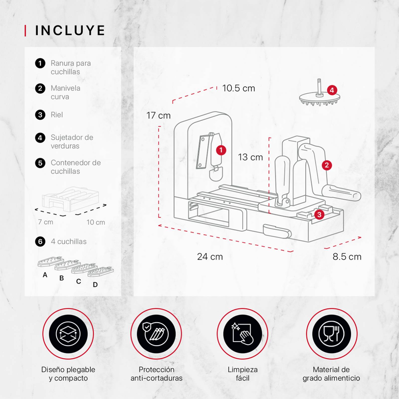 Rallador Para Verduras En Espiral Cortador Espiralizador De Cookify