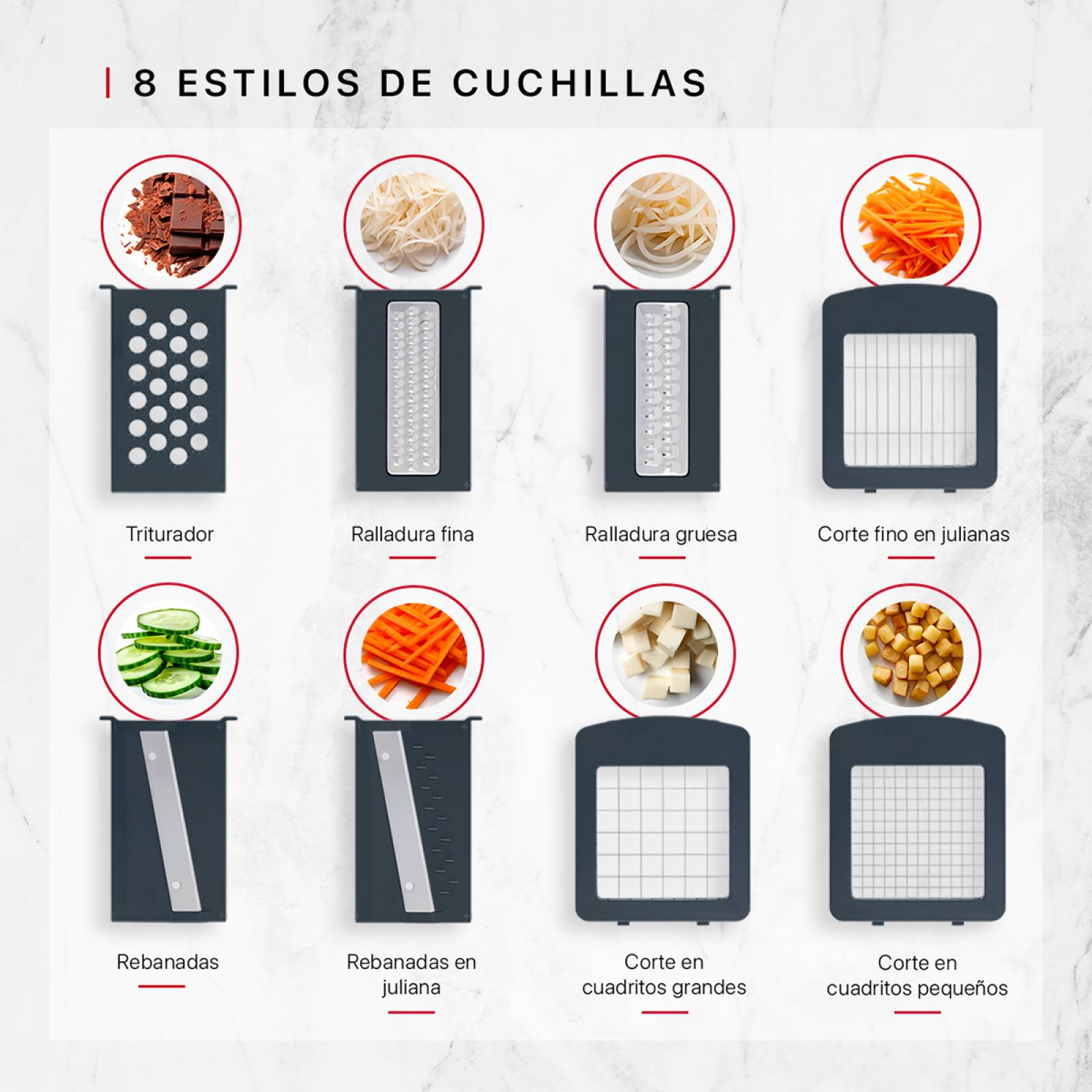 Rallador Cortador Rebanador Picador Para Verdura Fruta De Cookify.