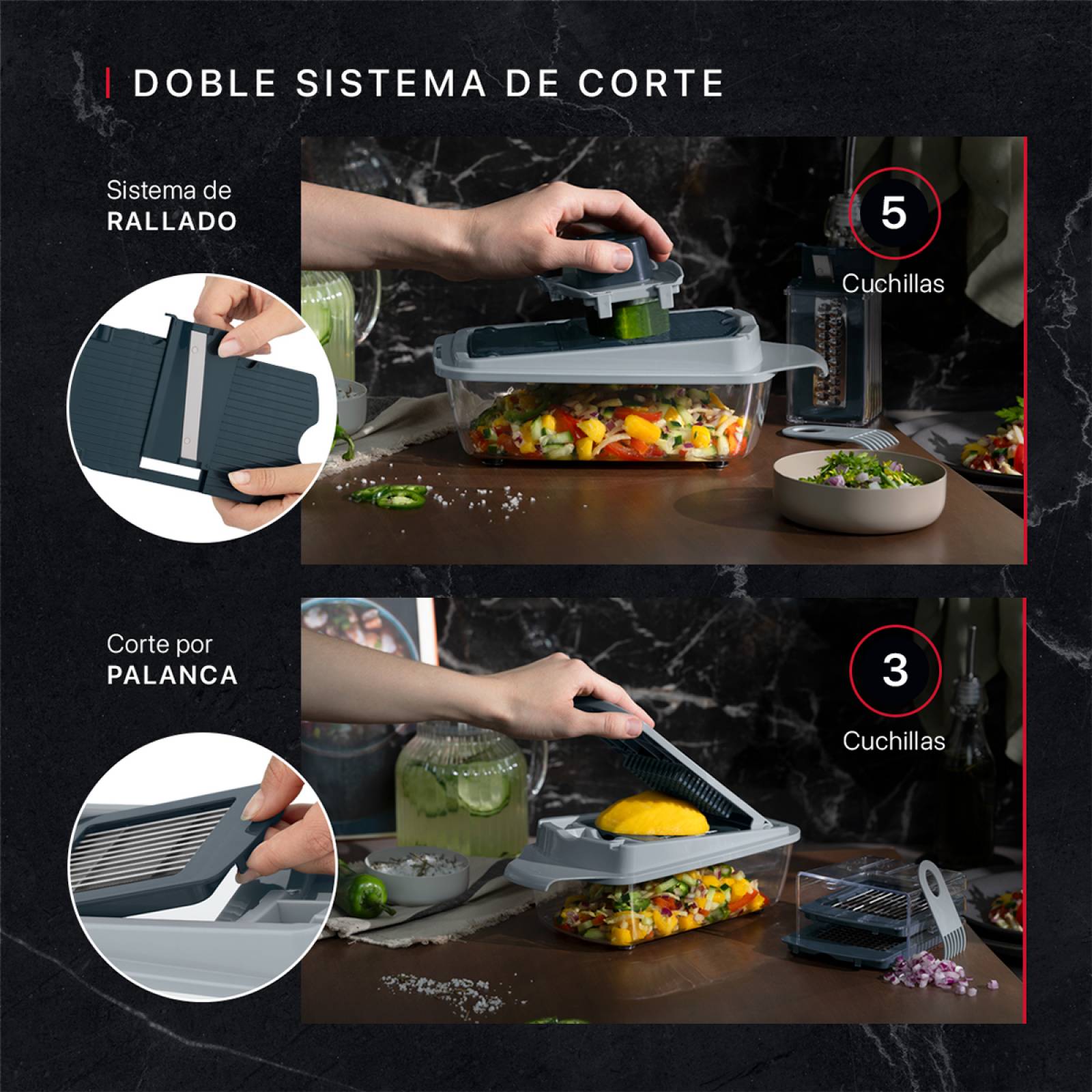 Rallador Cortador Rebanador Picador Para Verdura Fruta De Cookify.