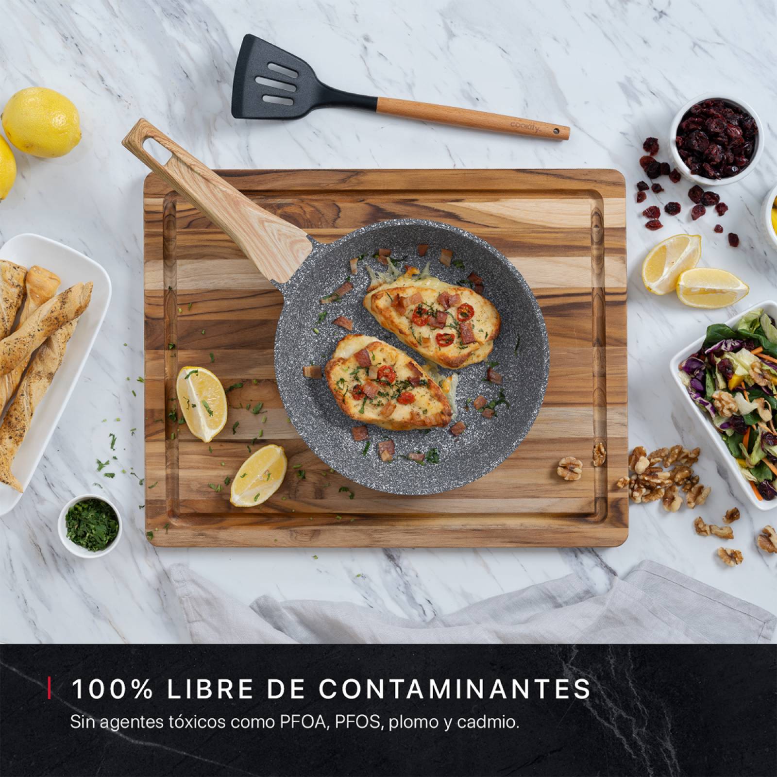 Sartén De Mármol Con Antiadherente 20 cm Comal Gris Cookify