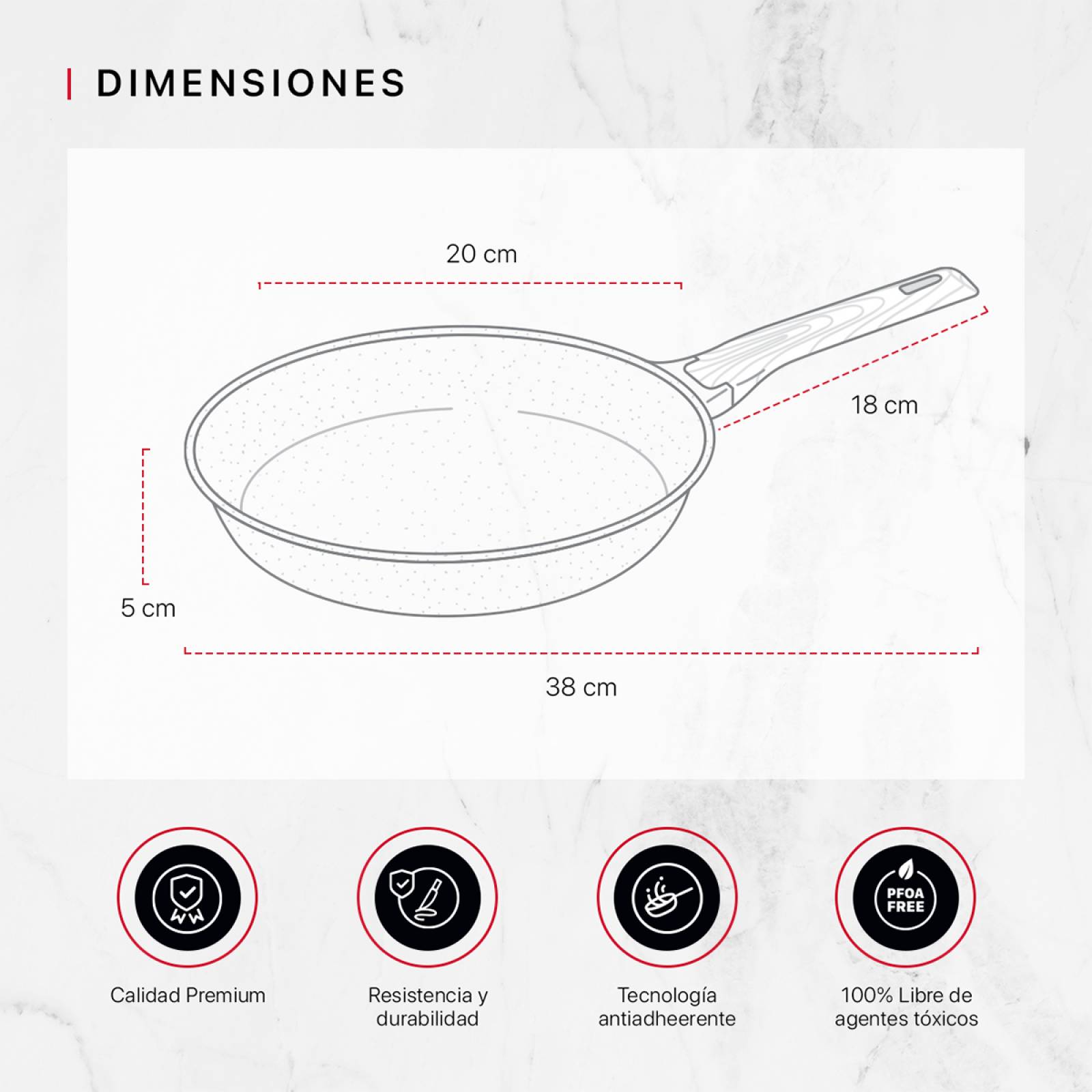 Sartén De Mármol Con Antiadherente 20 cm Comal Gris Cookify