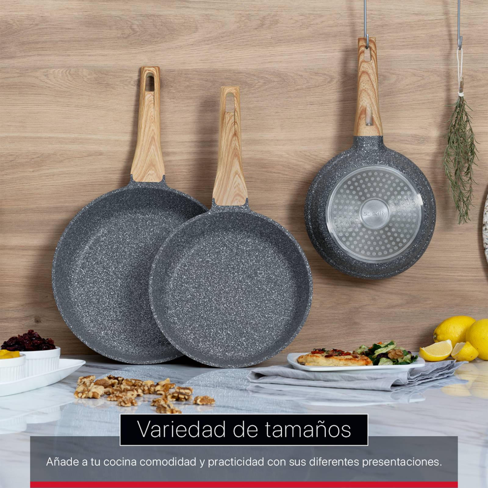 Sartén De Mármol Con Antiadherente 20 cm Comal Gris Cookify